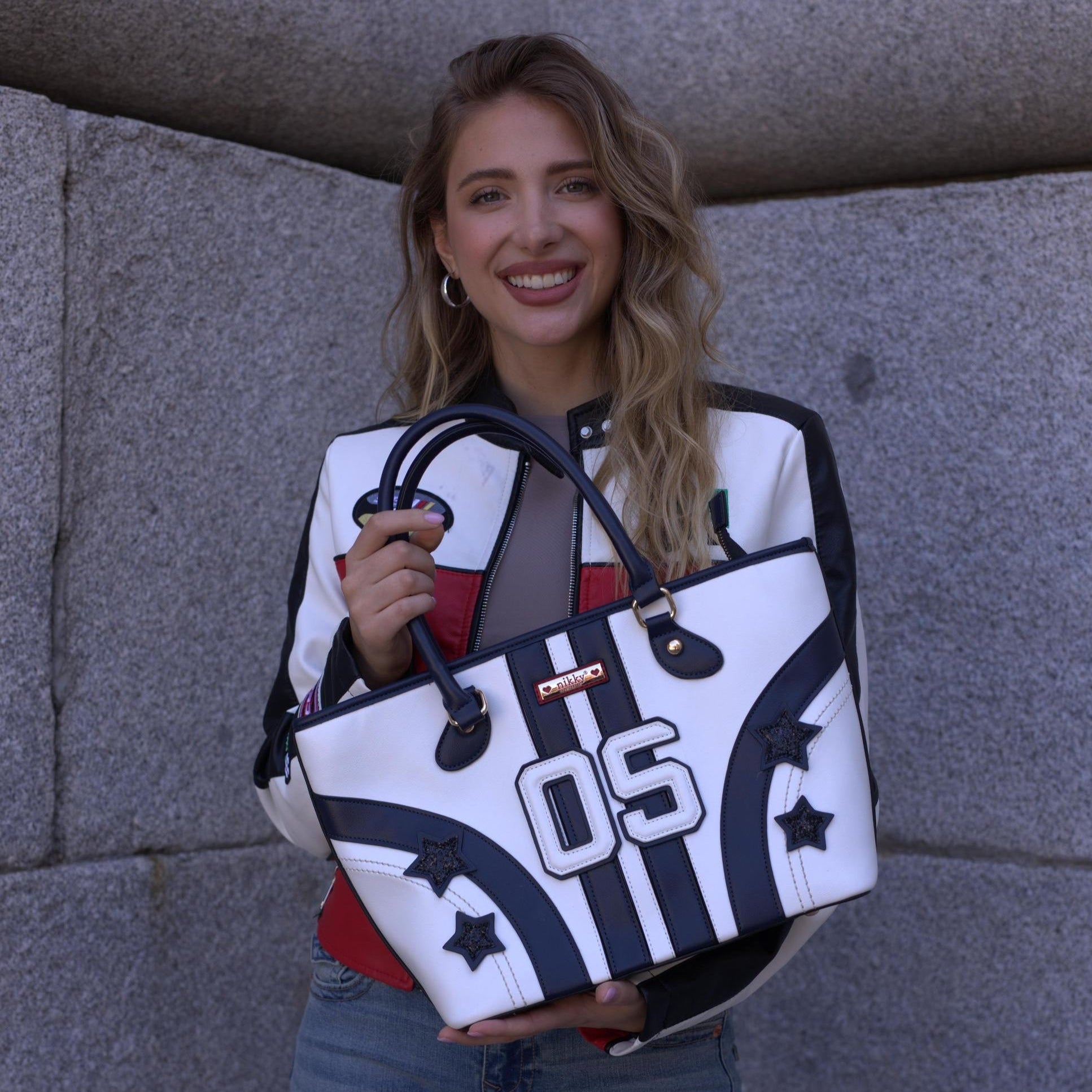 BOLSO SHOPPER VARSITY (BLANCO)