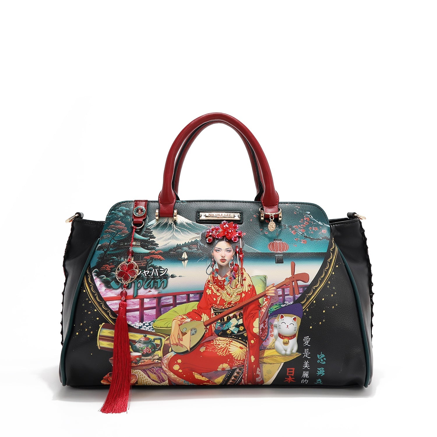 Akiko La Belleza Wide Handbag with Embellishments, Detachable