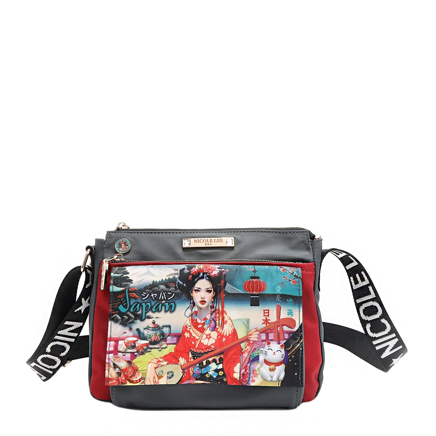 ルル Akiko La Belleza Lightweight, Polyester Zip Crossbody with