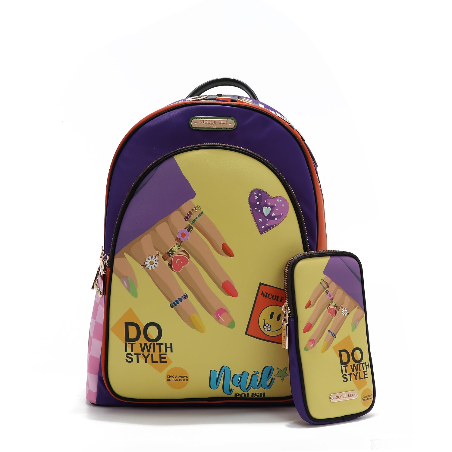 Portable backpack with USB cargo port (Nail Polish)