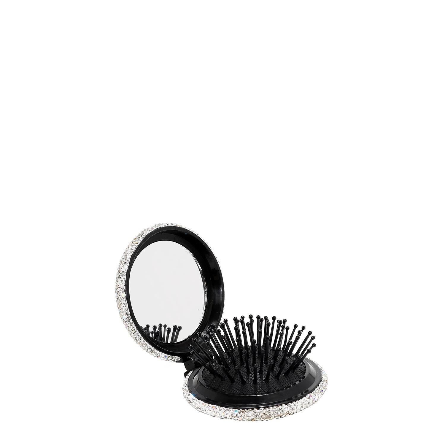 COMPACT MIRROR WITH BRUSH AND RHINESTONE (<tc>SAMANTHA LA BELLEZA</tc>)