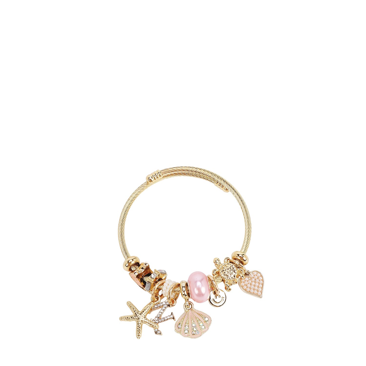 PULSERA DE CABLE CON DIJE (ROSA)