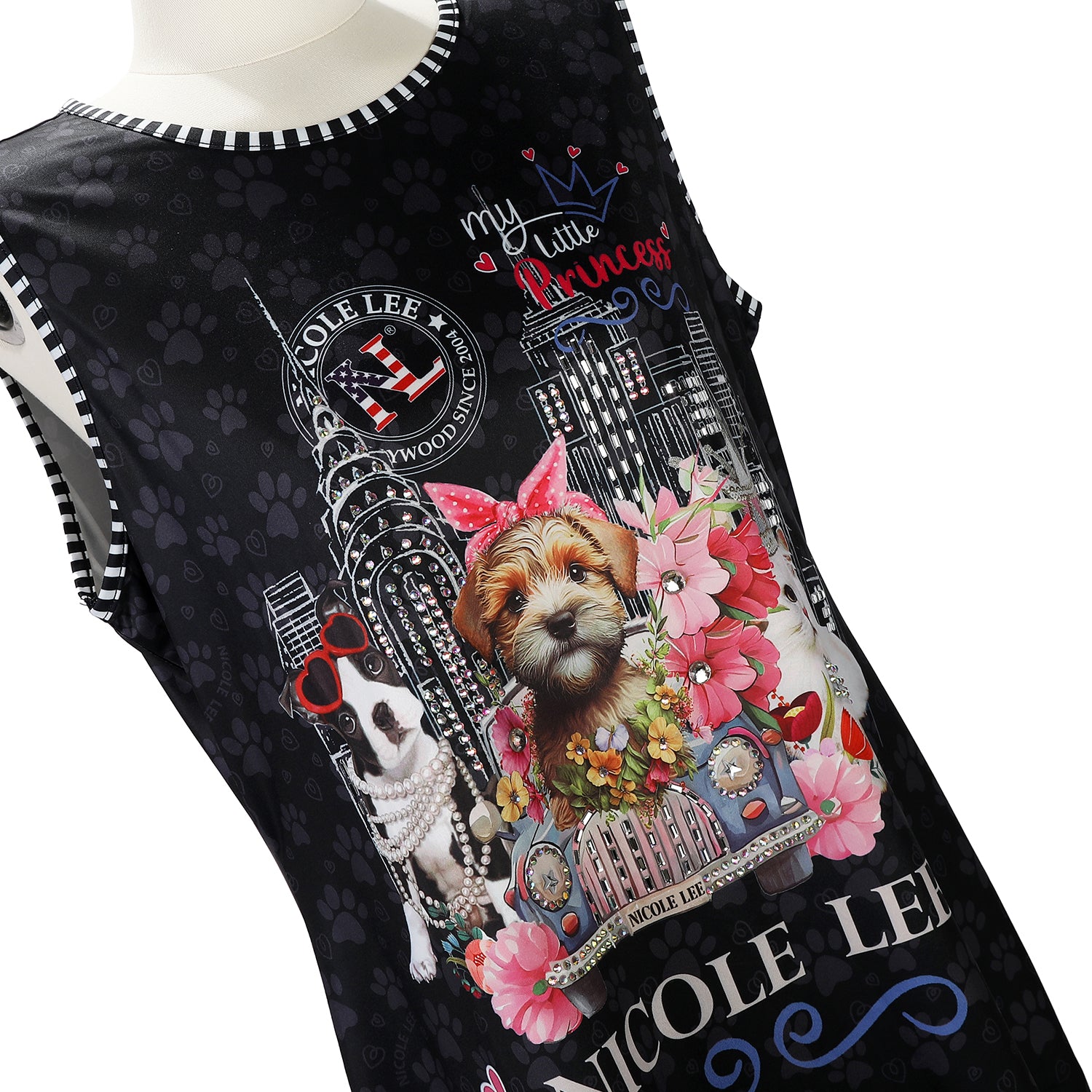 VESTIDO COM ALÇAS BRILHANTES NICOLE LEE (<tc>FAMILY YEARBOOK</tc>)