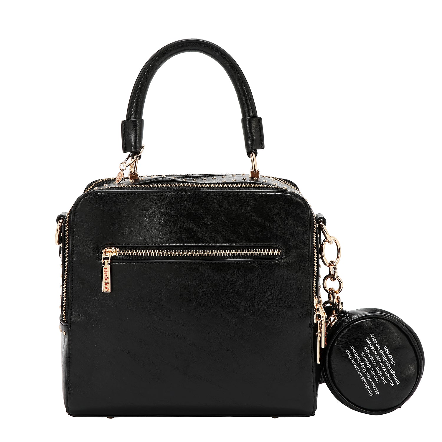 SQUARE HANDBAG WITH EMBOSSED LOGO (BLACK)