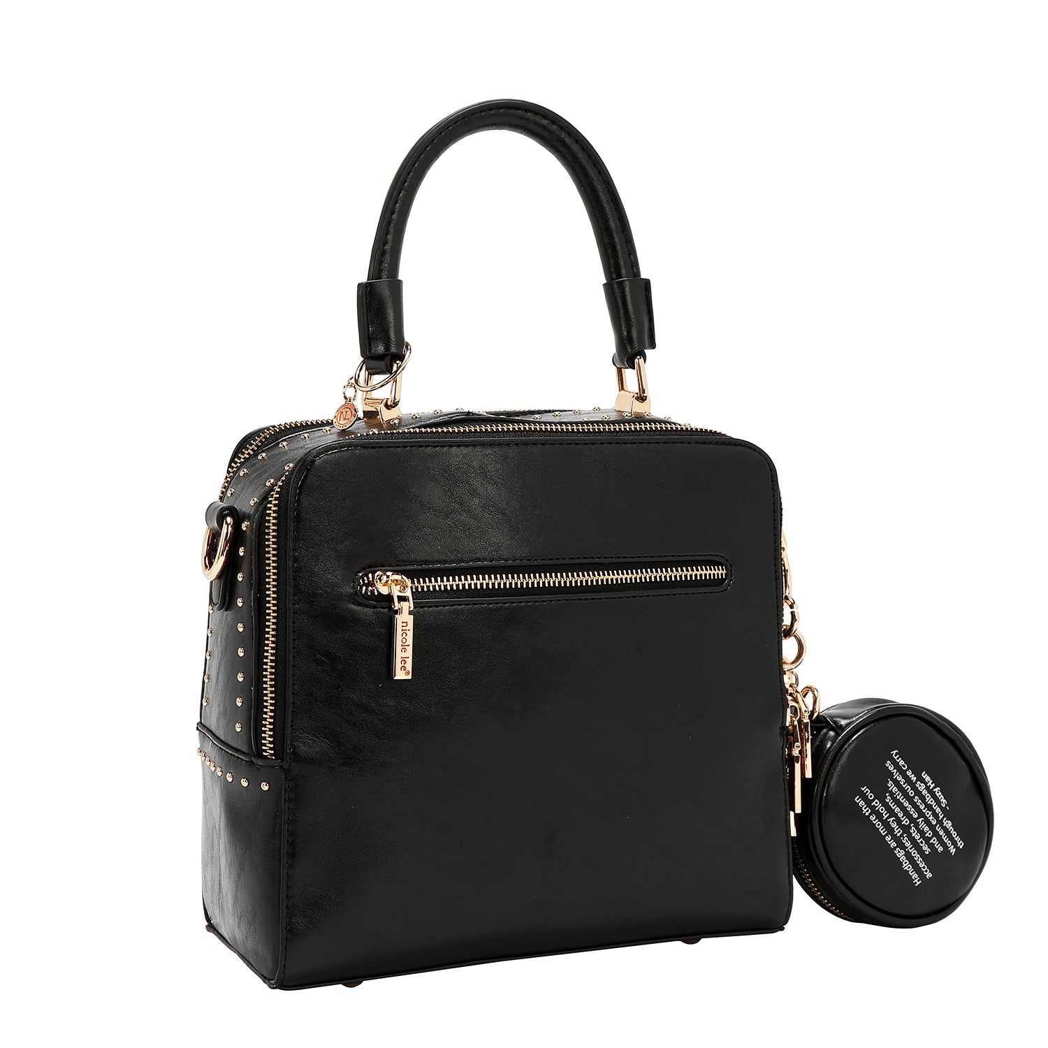 SQUARE HANDBAG WITH EMBOSSED LOGO (BLACK)
