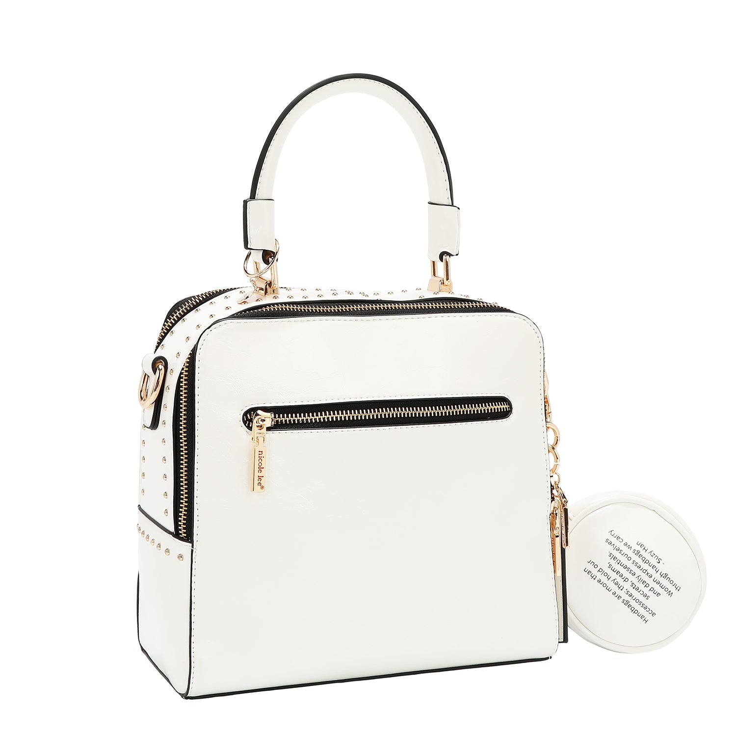 SQUARE HANDBAG WITH EMBOSSED LOGO (WHITE)