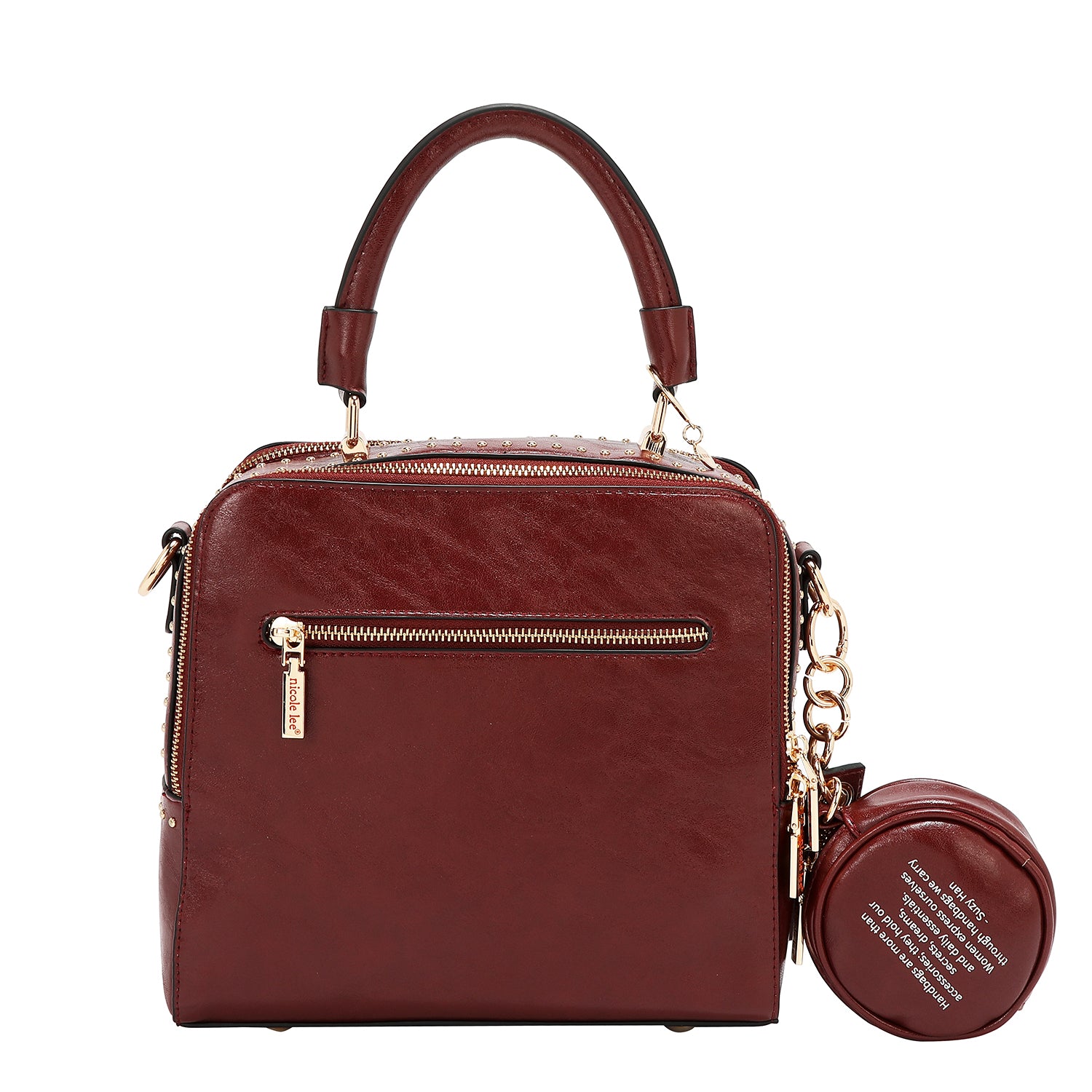 SQUARE HANDBAG WITH EMBOSSED LOGO (WINE)