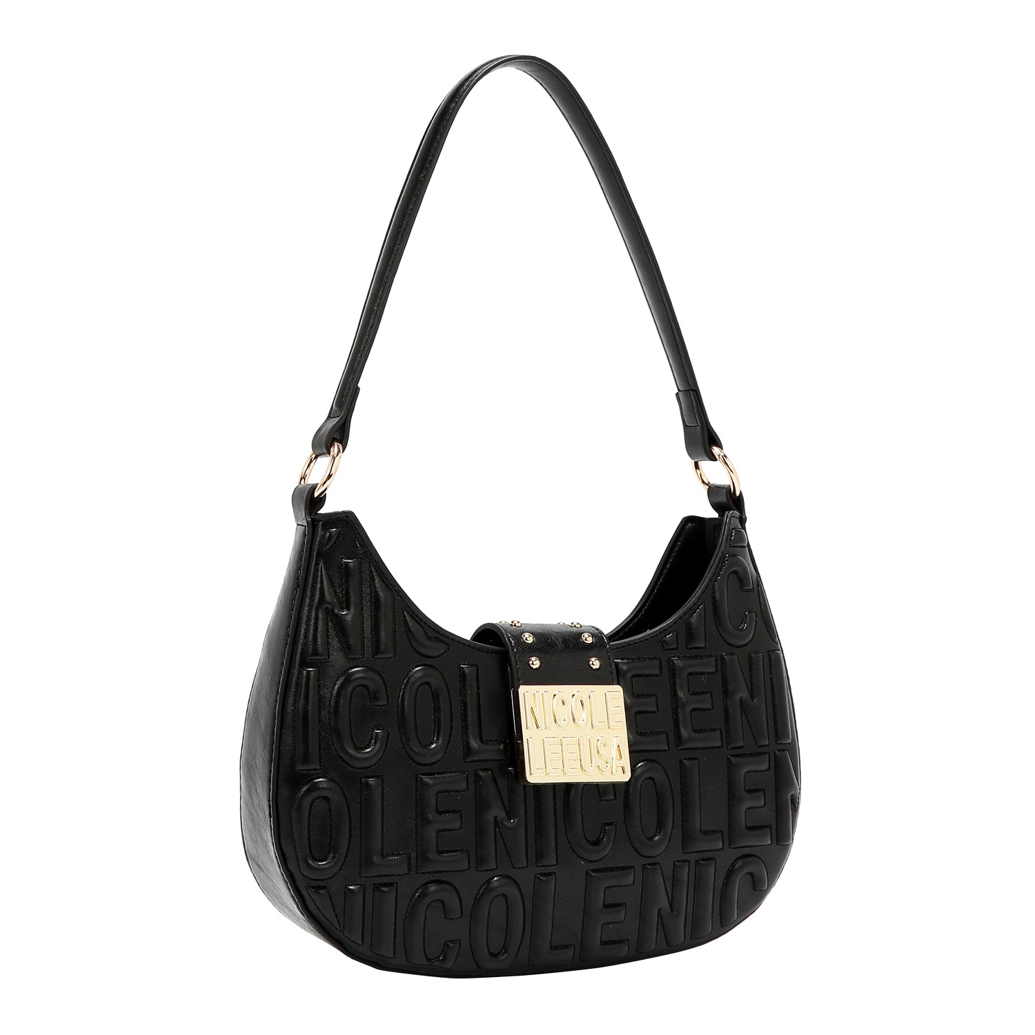 SHOULDER BAG WITH EMBOSSED LOGO (BLACK)