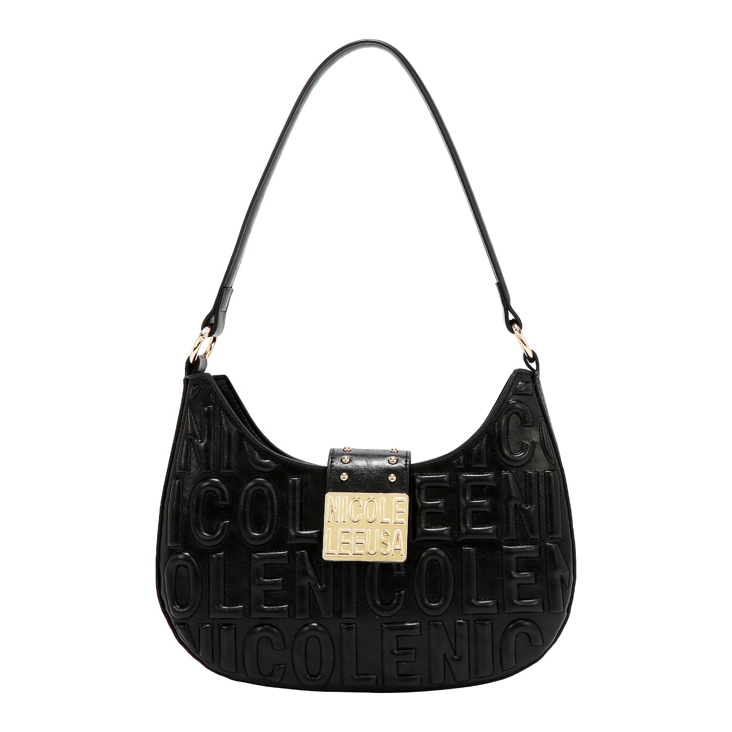 SHOULDER BAG WITH EMBOSSED LOGO (BLACK)