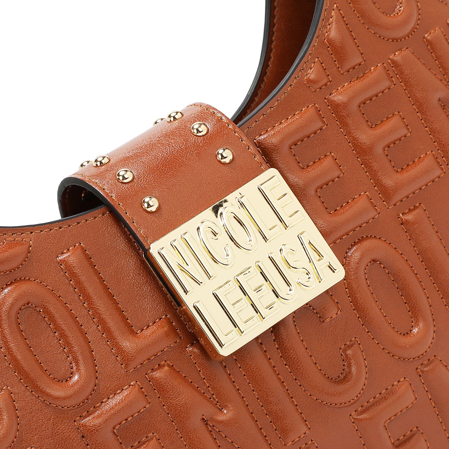 BOLSO DE HOMBRO CON LOGO EN RELIEVE (MARRON)
