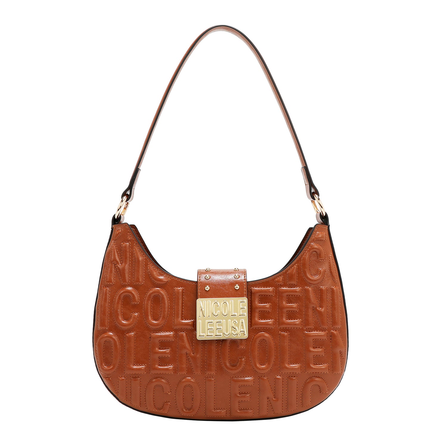 BOLSO DE HOMBRO CON LOGO EN RELIEVE (MARRON)