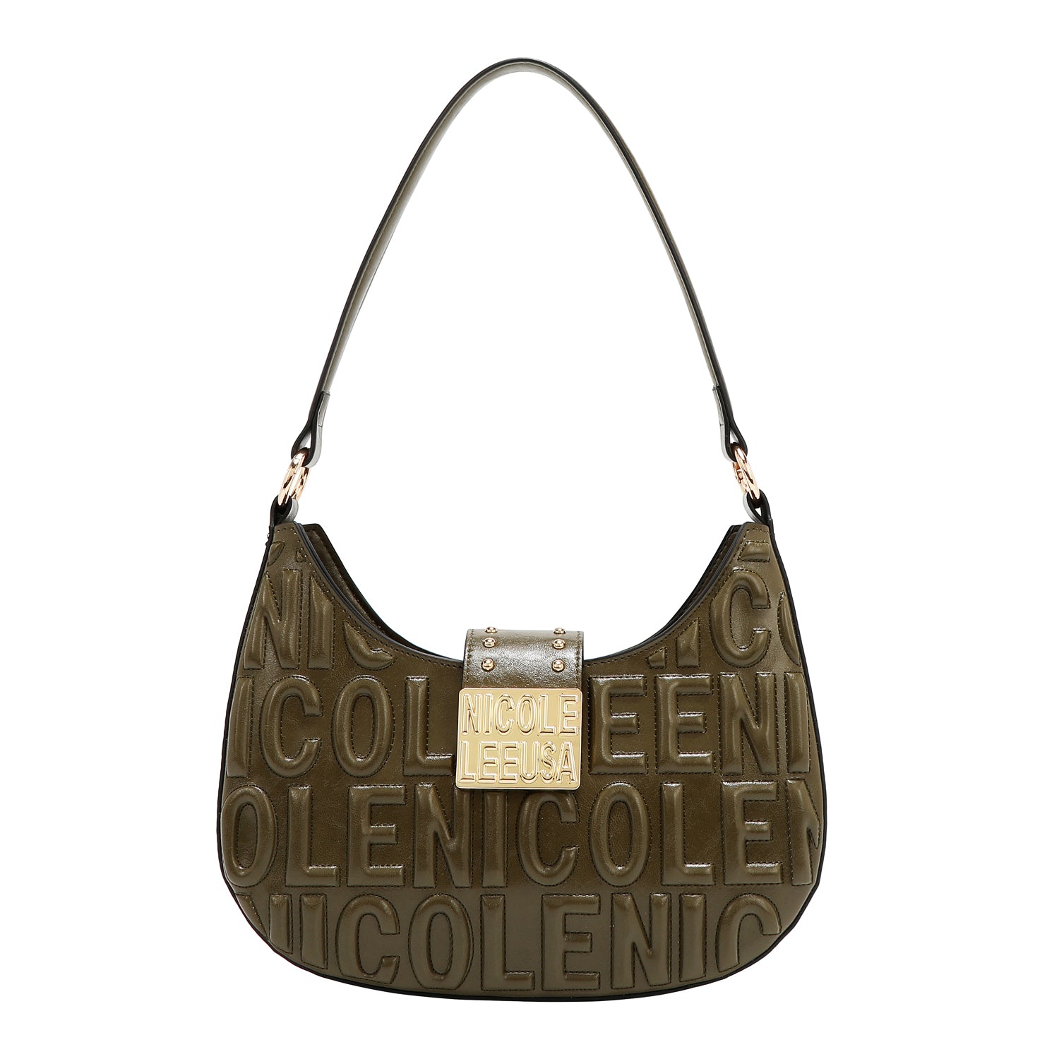 SHOULDER BAG WITH EMBOSSED LOGO (OLIVE)