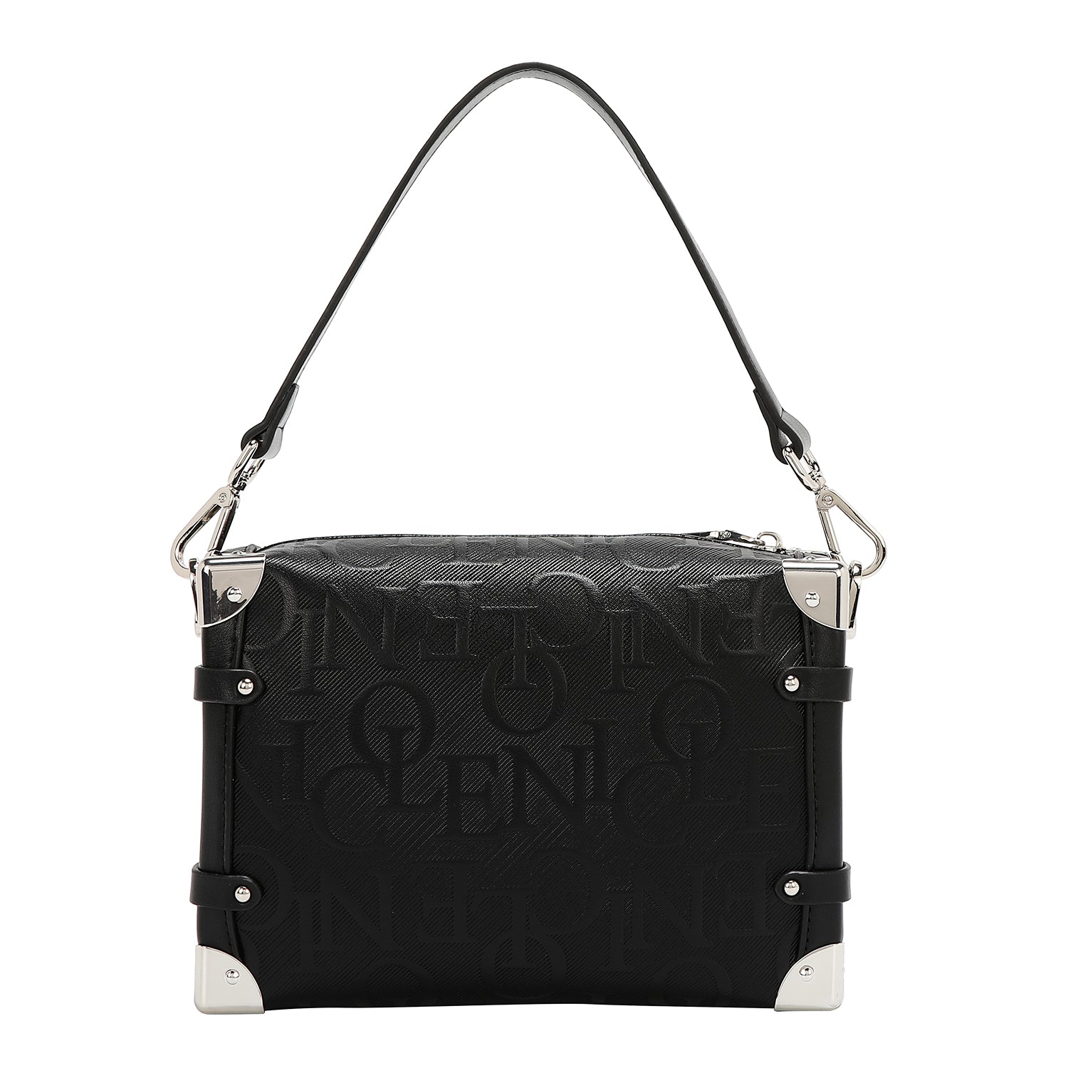 Elegância de alívio da bolsa de ombro quadrado (preto)