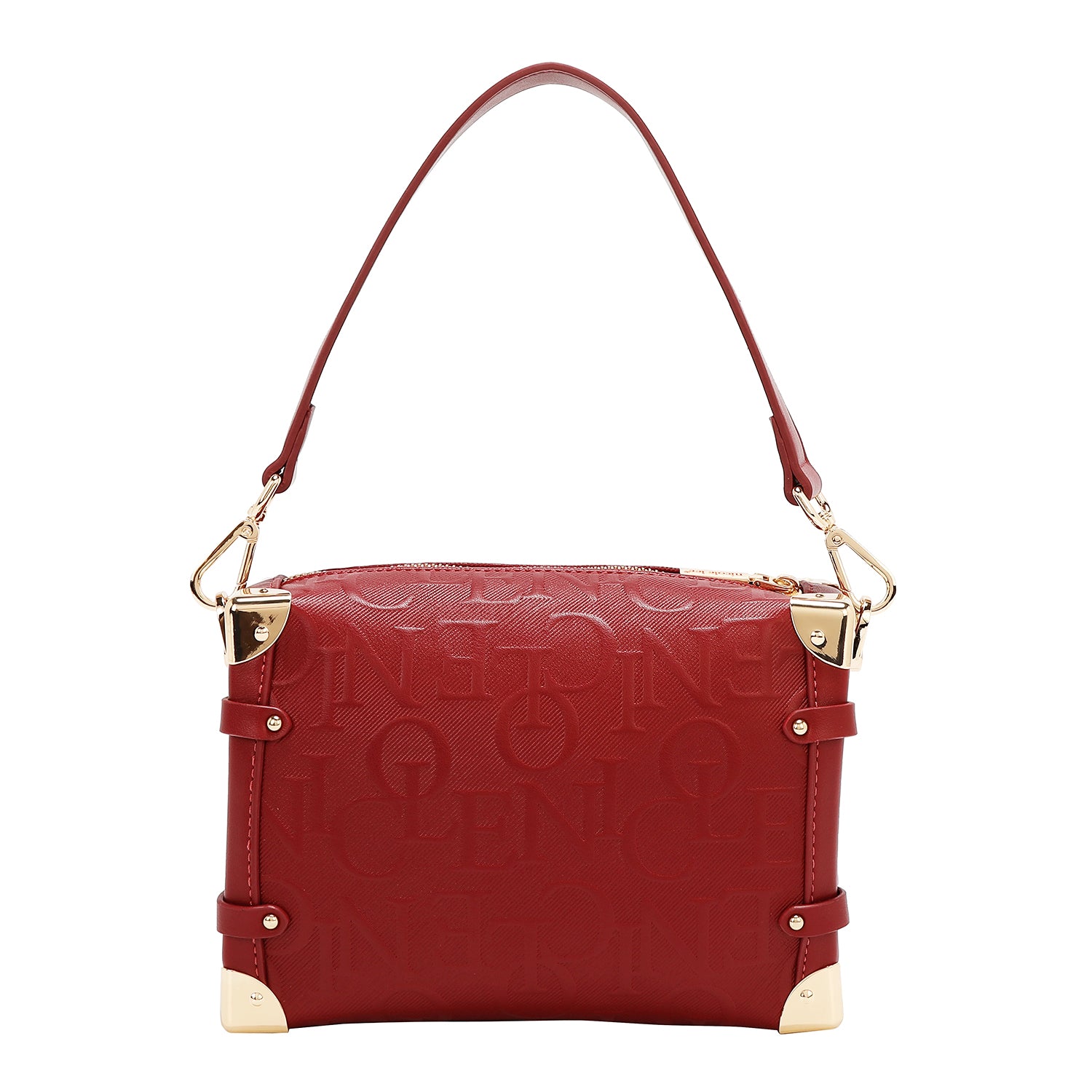 Square shoulder bag relief elegance (red)