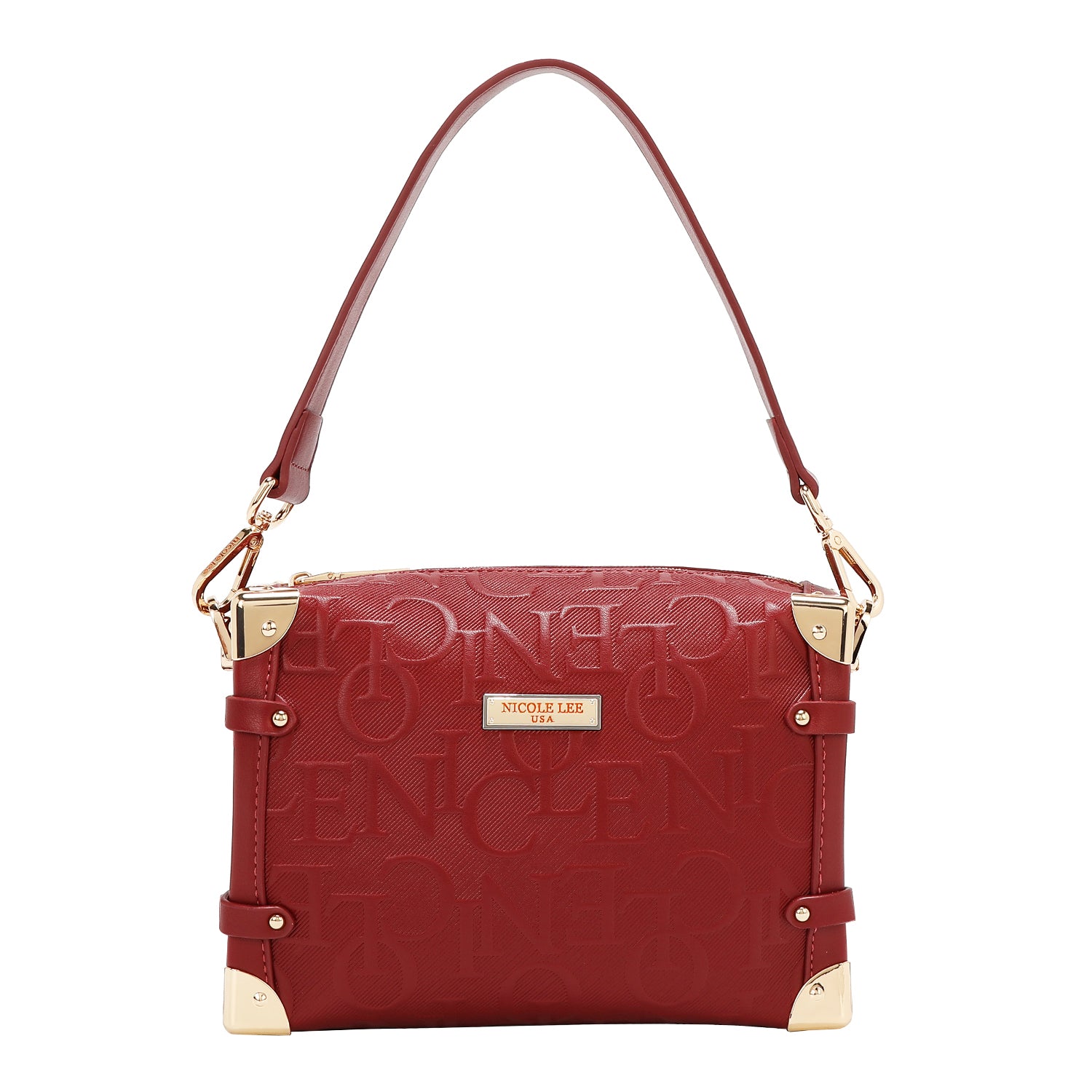 Square shoulder bag relief elegance (red)