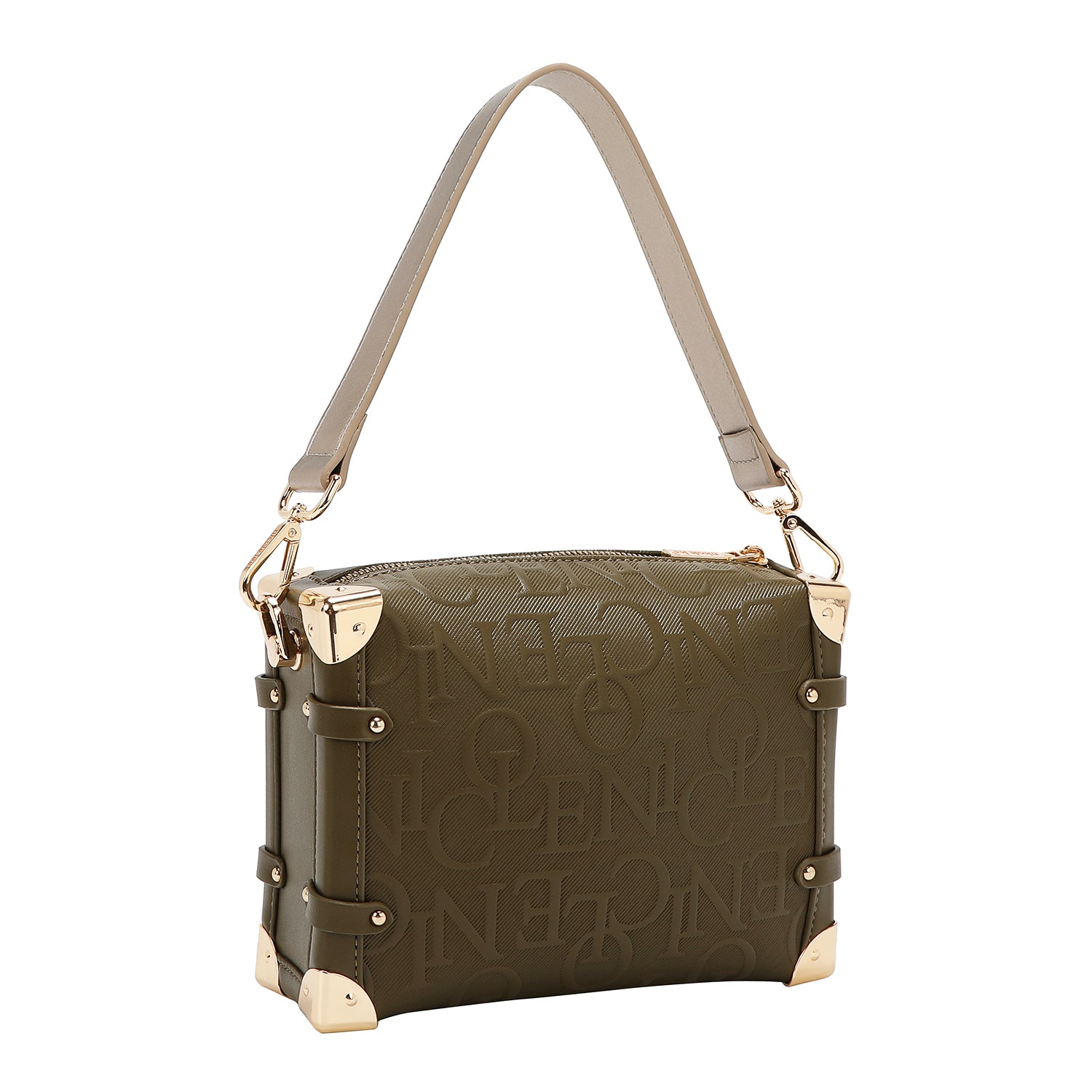 BOLSO DE HOMBRO CUADRADO ELEGANCIA EN RELIEVE (OLIVA)