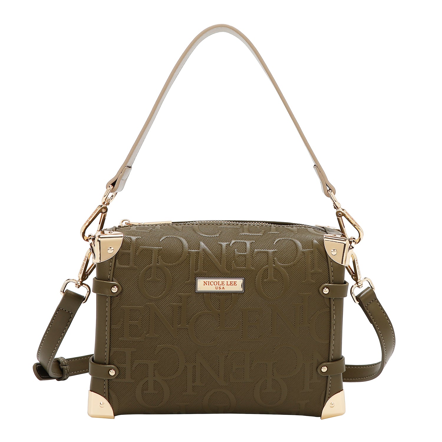 Quadratschüchtertasche Relief Eleganz (Olive)