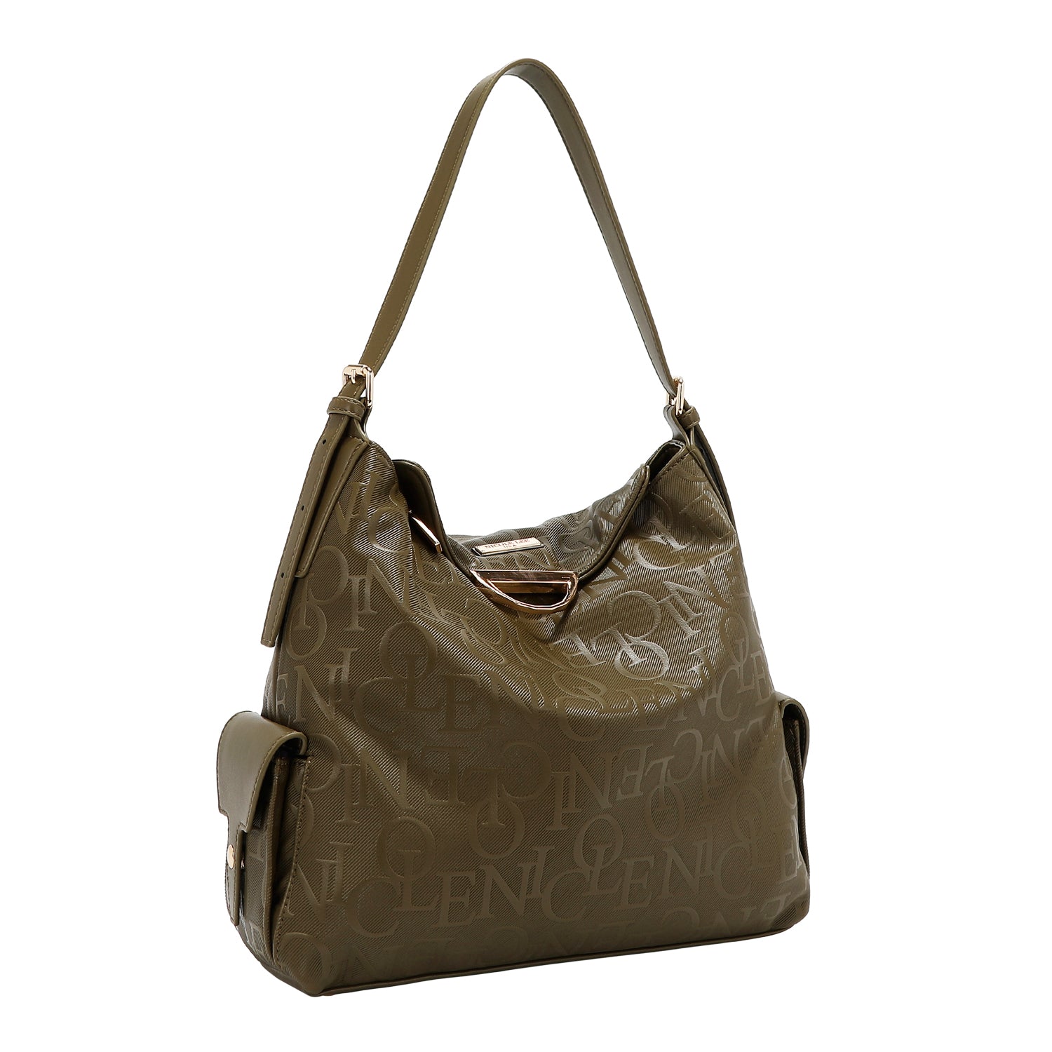 BOLSO DE HOMBRO GRANDE ELEGANCIA EN RELIEVE (OLIVA)