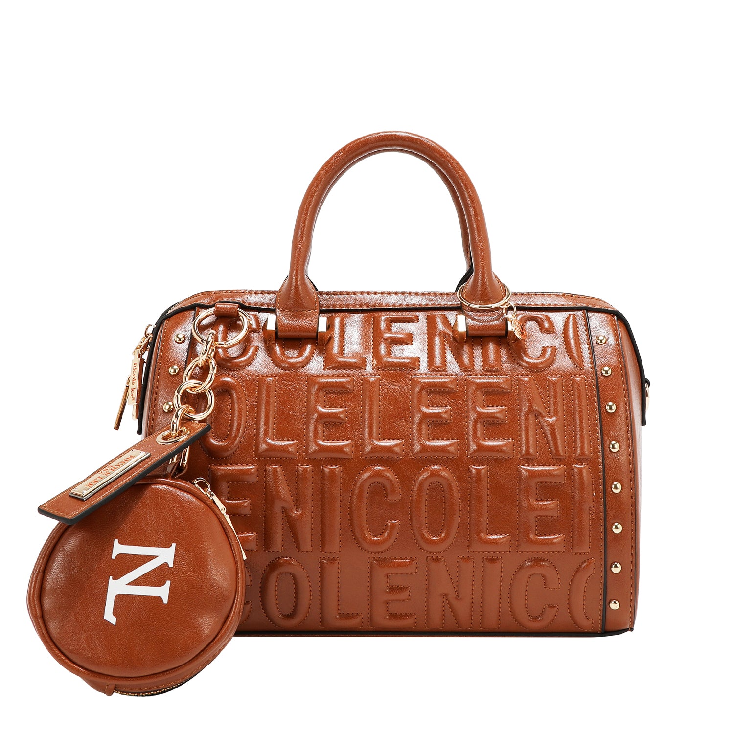 BOLSO BOSTON CON LOGOTIPO EN RELIEVE (MARRON)