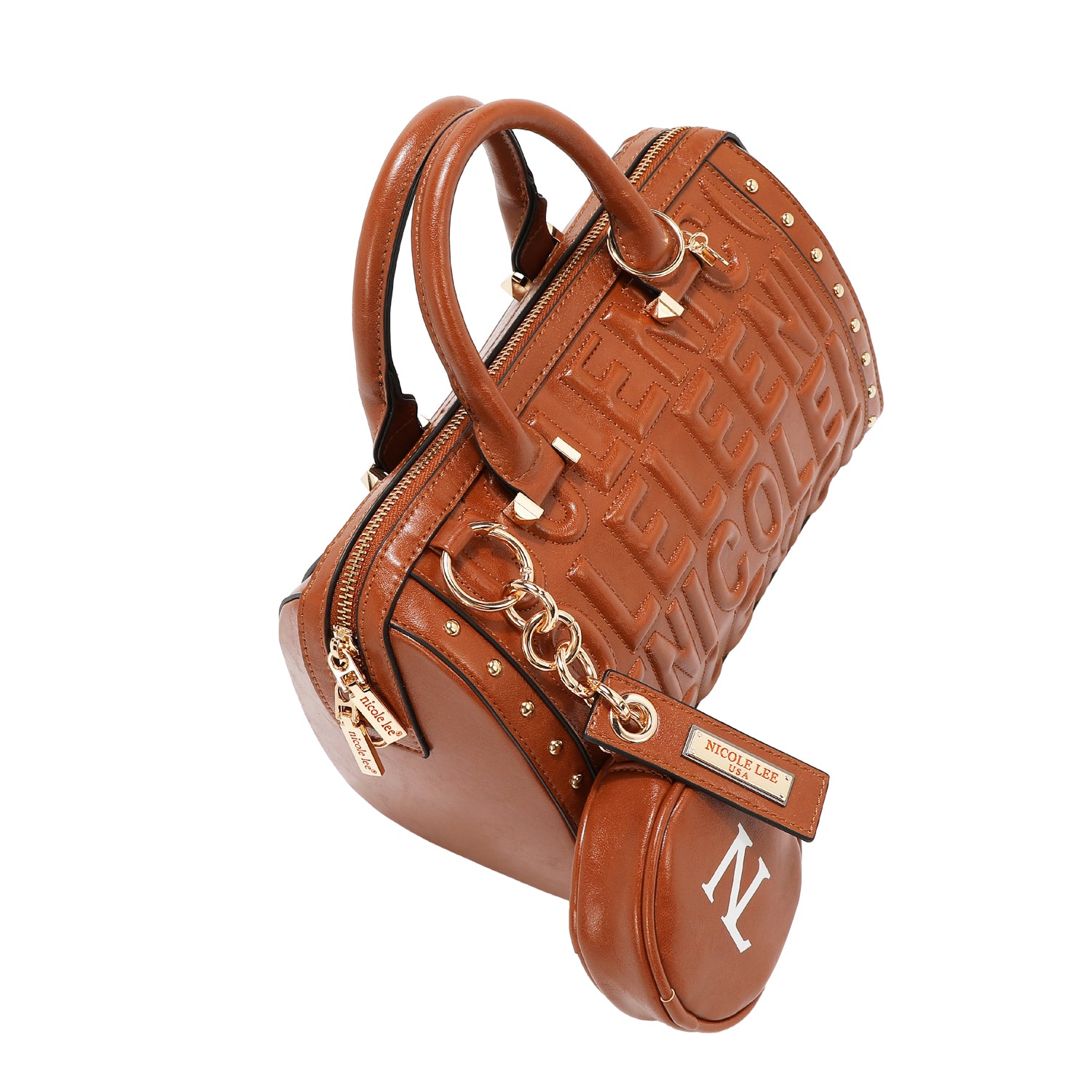 BOLSO BOSTON CON LOGOTIPO EN RELIEVE (MARRON)