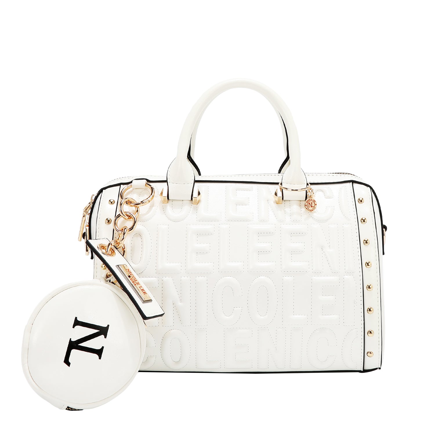 BOSTON BAG WITH EMBOSSED LOGO (WHITE)
