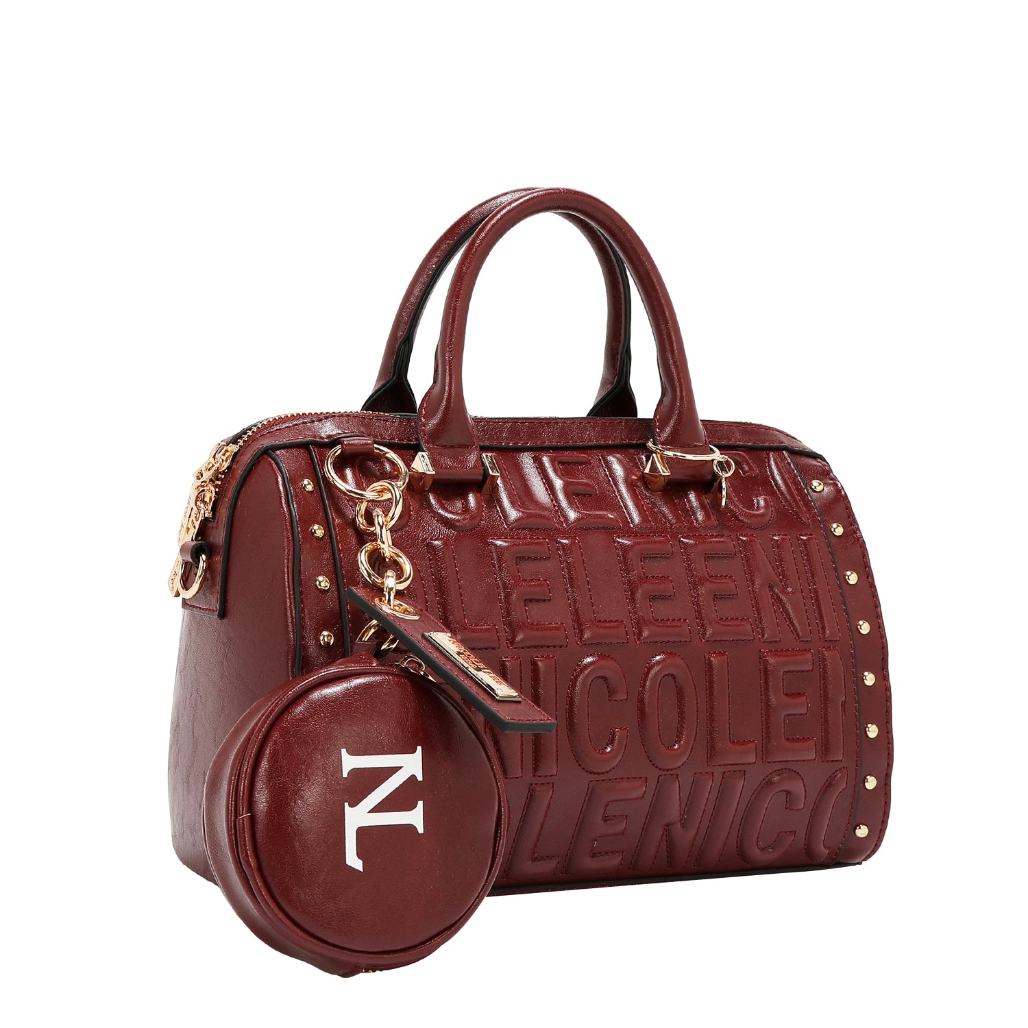BOLSO BOSTON CON LOGOTIPO EN RELIEVE (VINO)