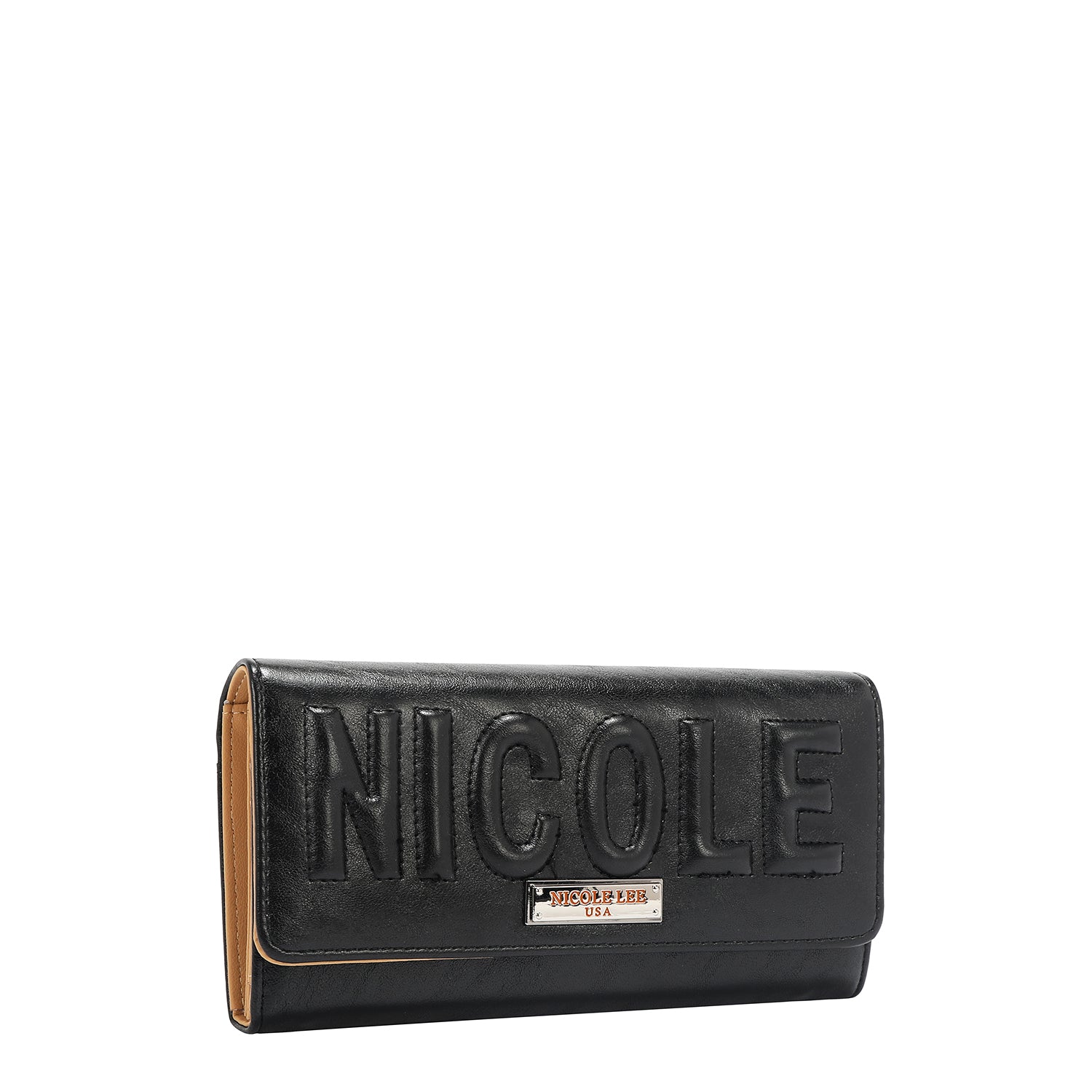 CARTERA TRIPLE PLIEGO CON LOGO EN RELIEVE (NEGRO)