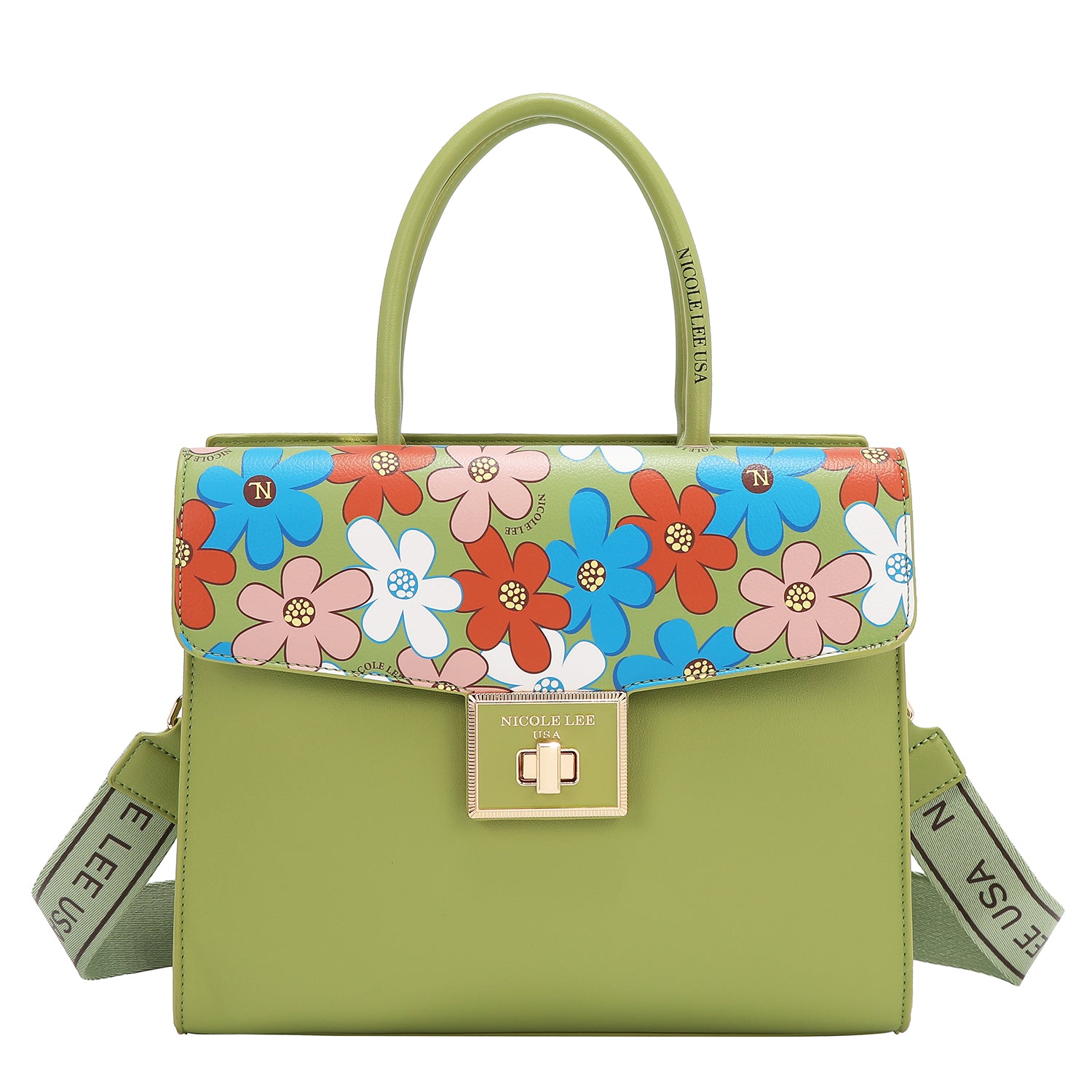 BOLSO SATCHEL POP FLORAL (VERDE)