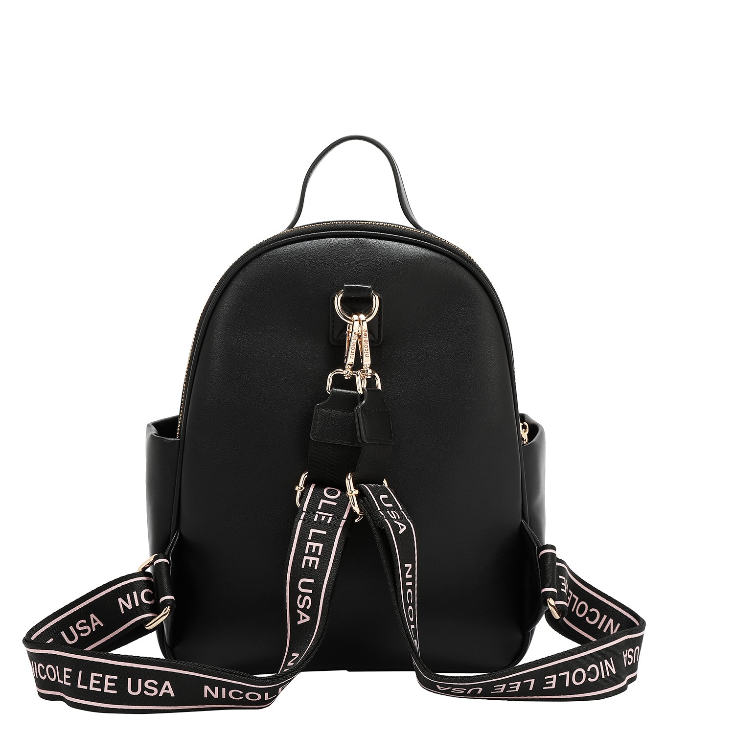 Rucksack mit blumiger Popklappe (schwarz)