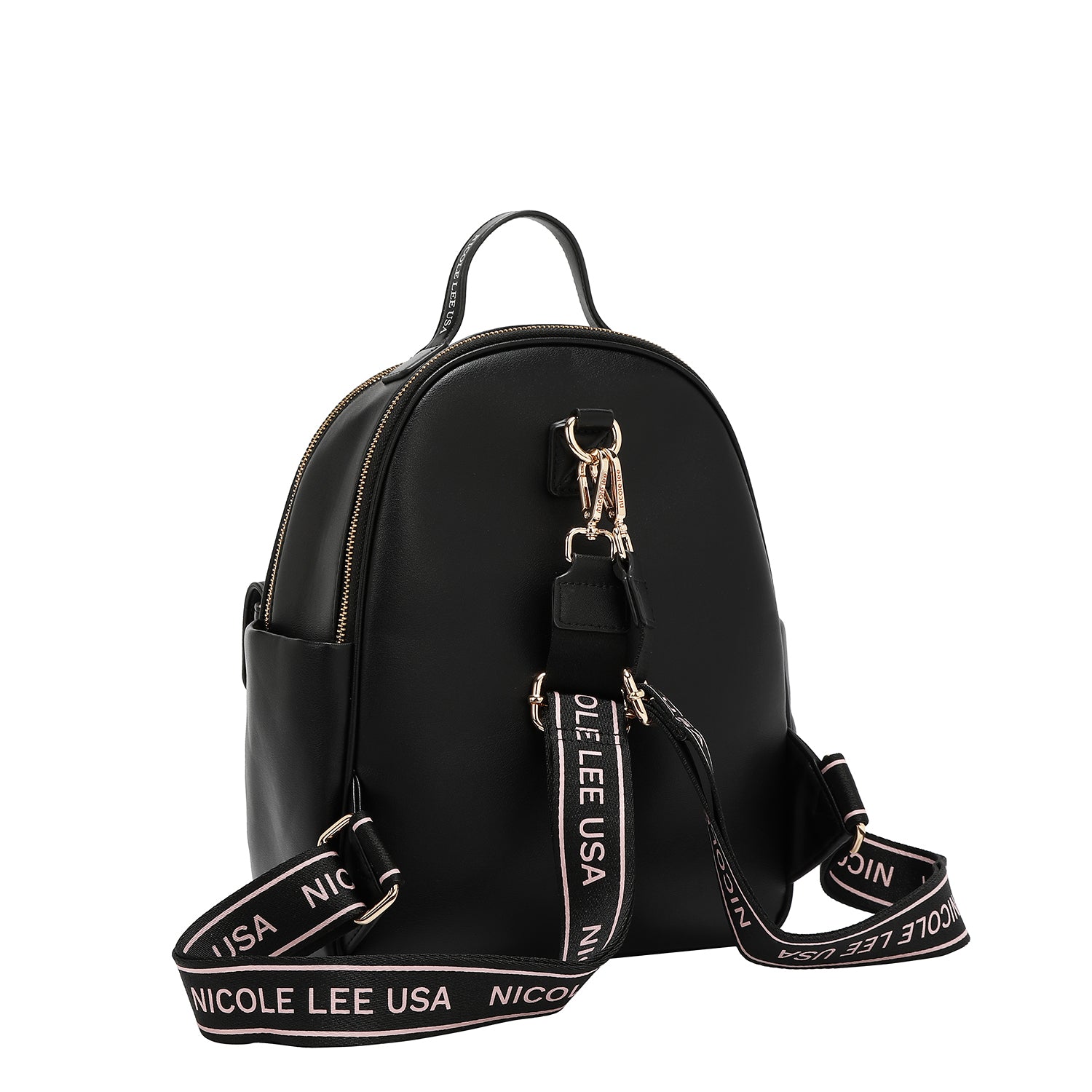 Rucksack mit blumiger Popklappe (schwarz)