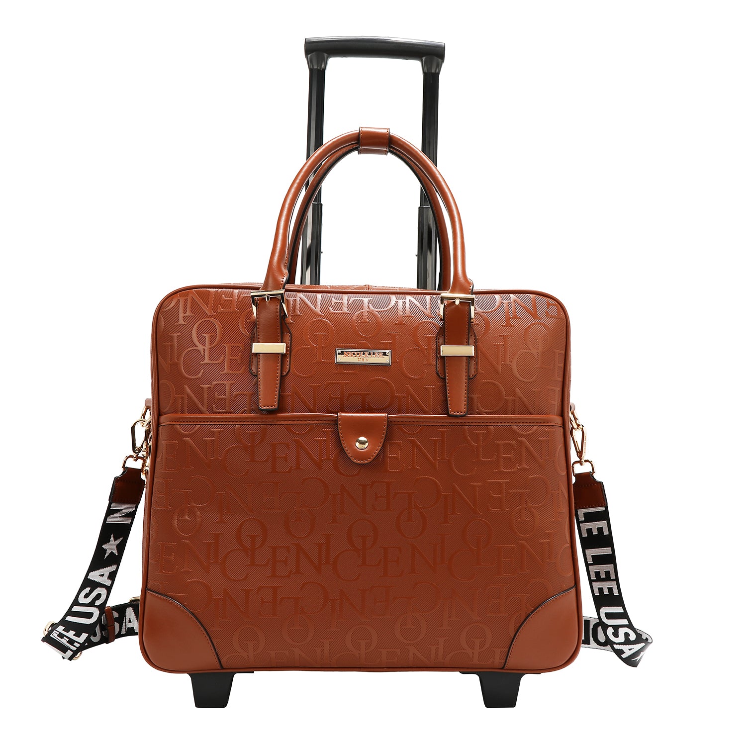 Rechteckbeutel mit Monogrammrädern (braun)