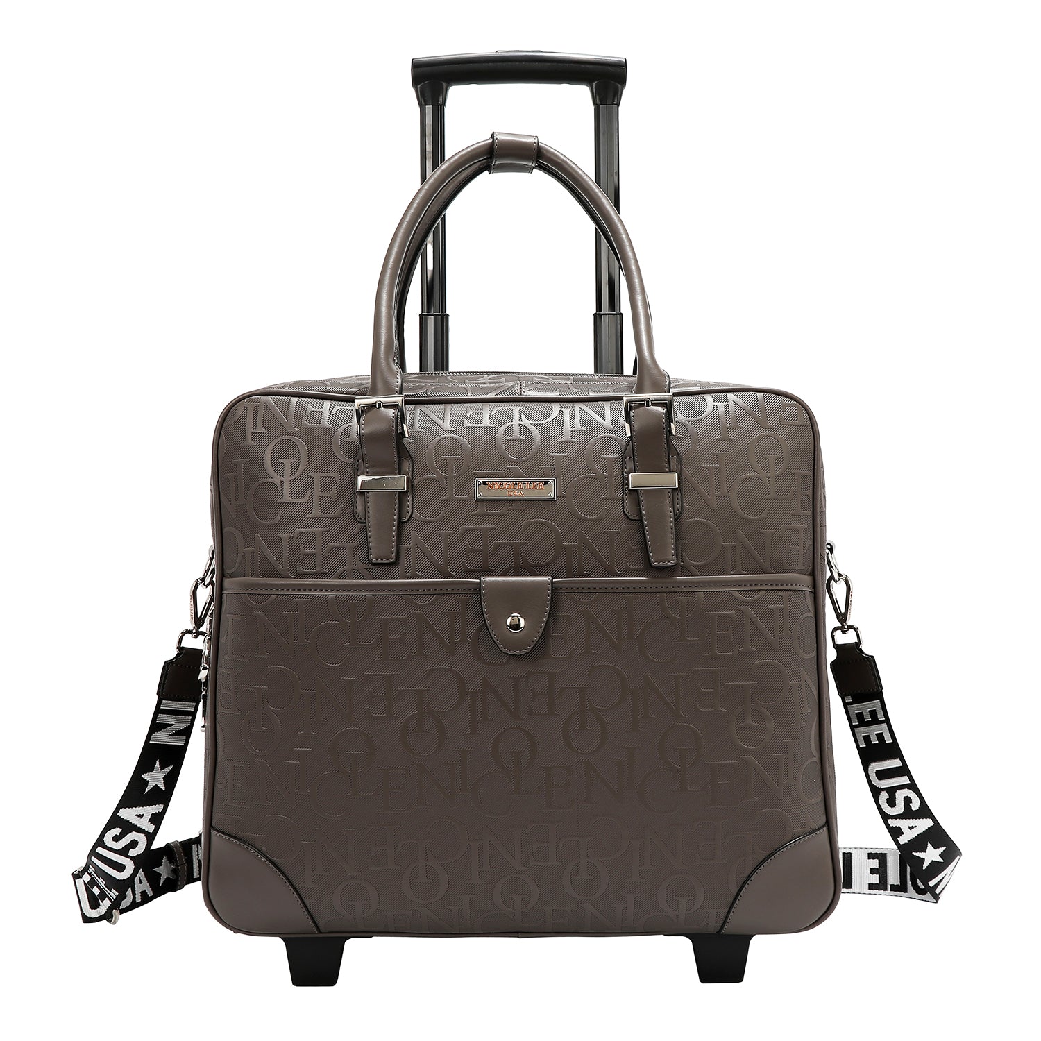 BOLSO RECTANGULAR CON RUEDAS MONOGRAMA (GRIS OSCURO)