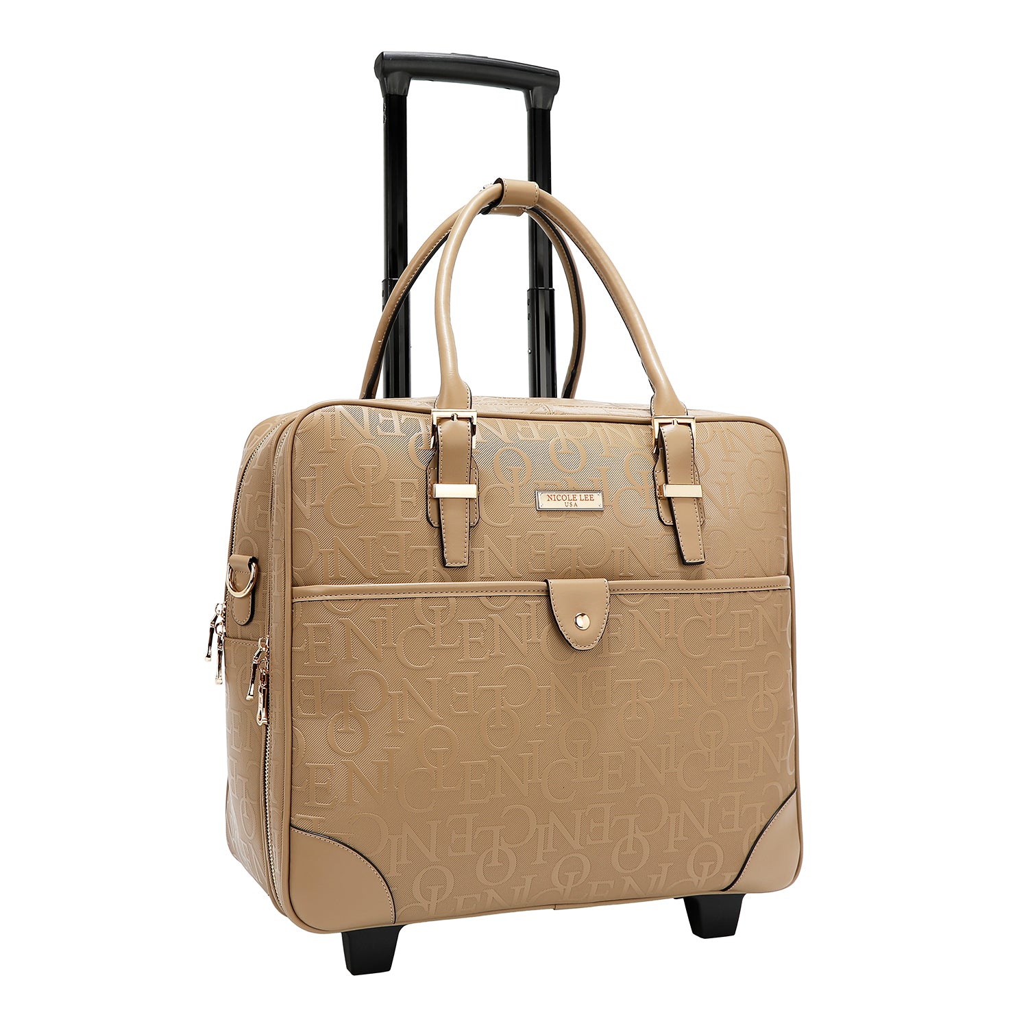 Sac rectangulaire avec roues monogrammes (chameau)