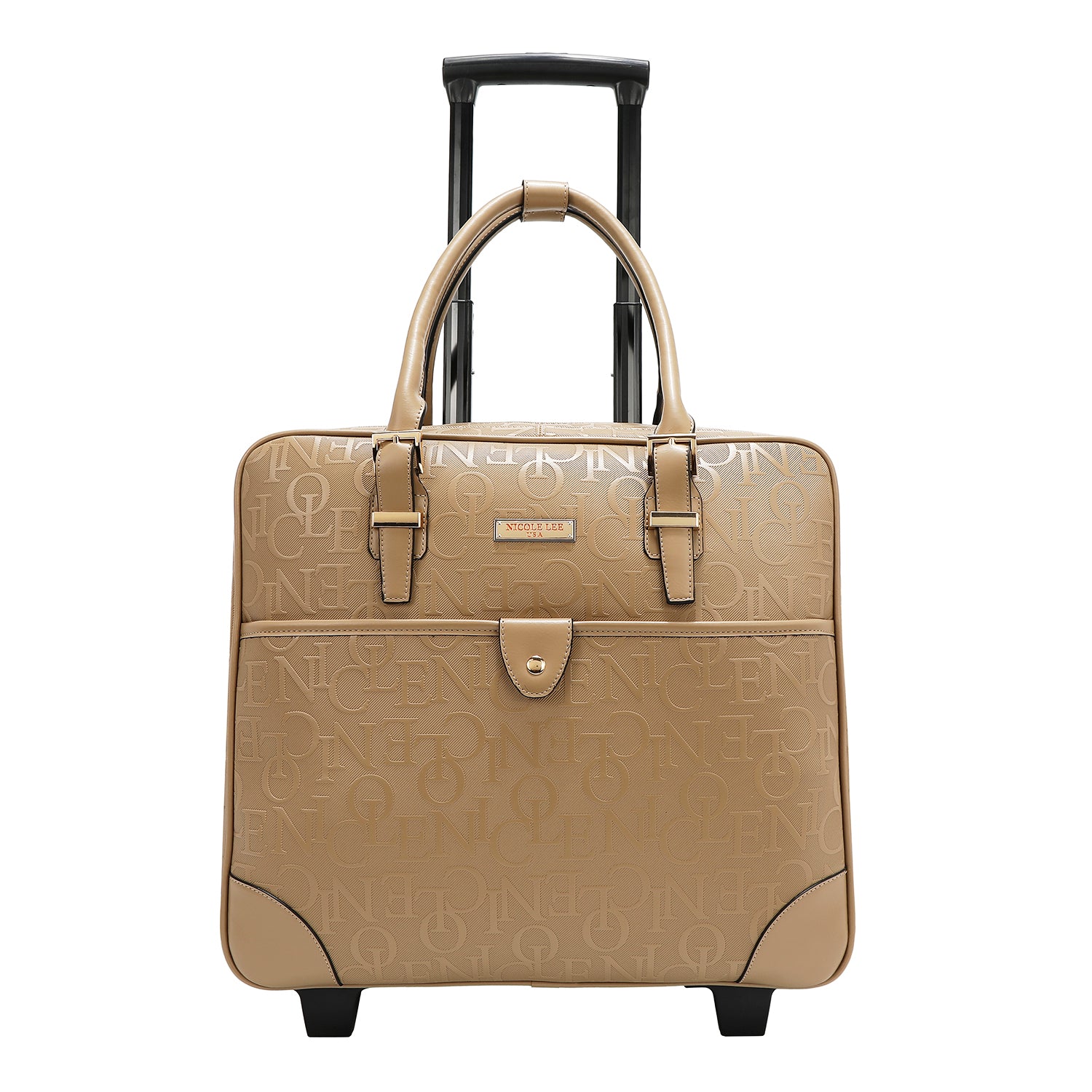 Sac rectangulaire avec roues monogrammes (chameau)