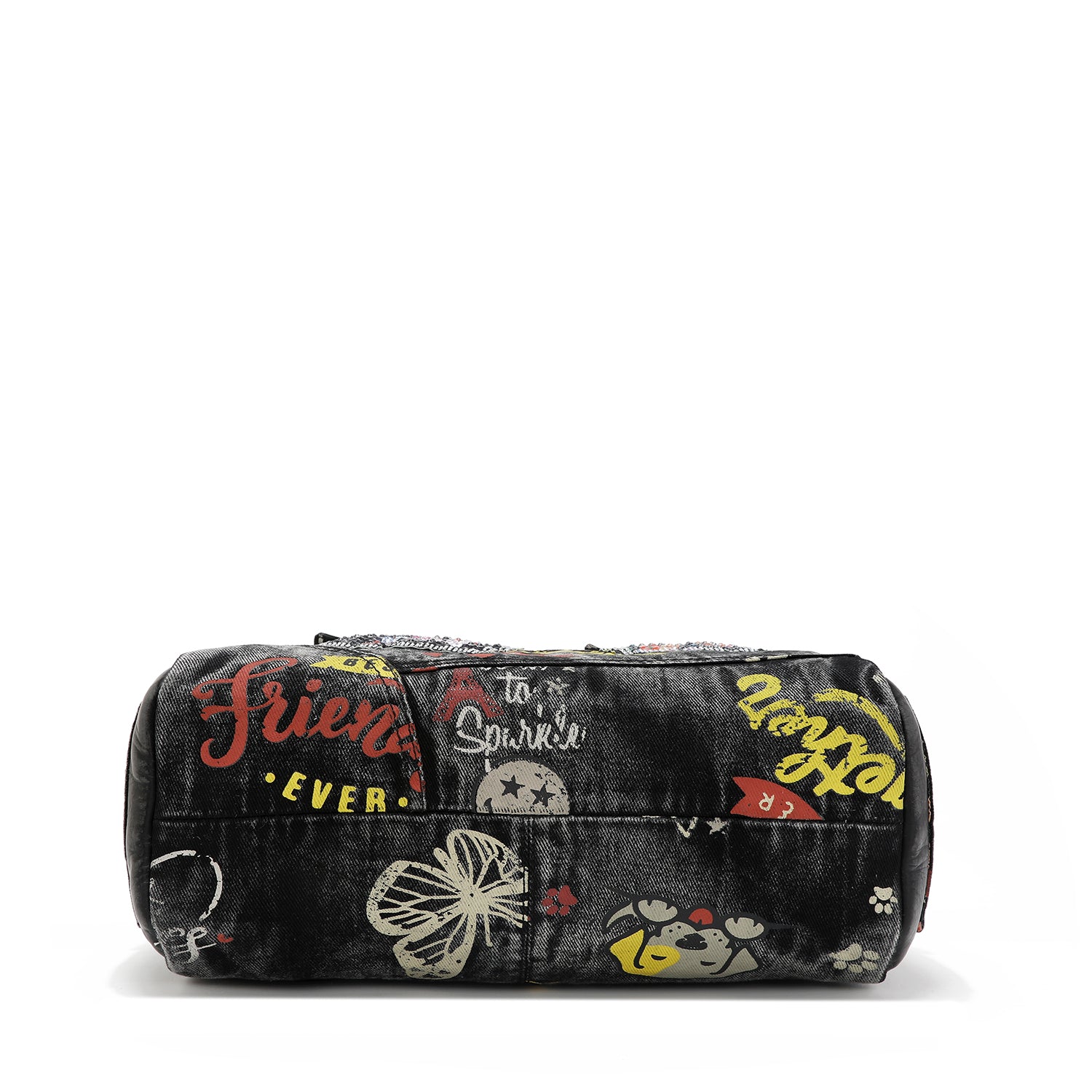 Messenger-Umhängetasche aus grauem Denim-Stoff