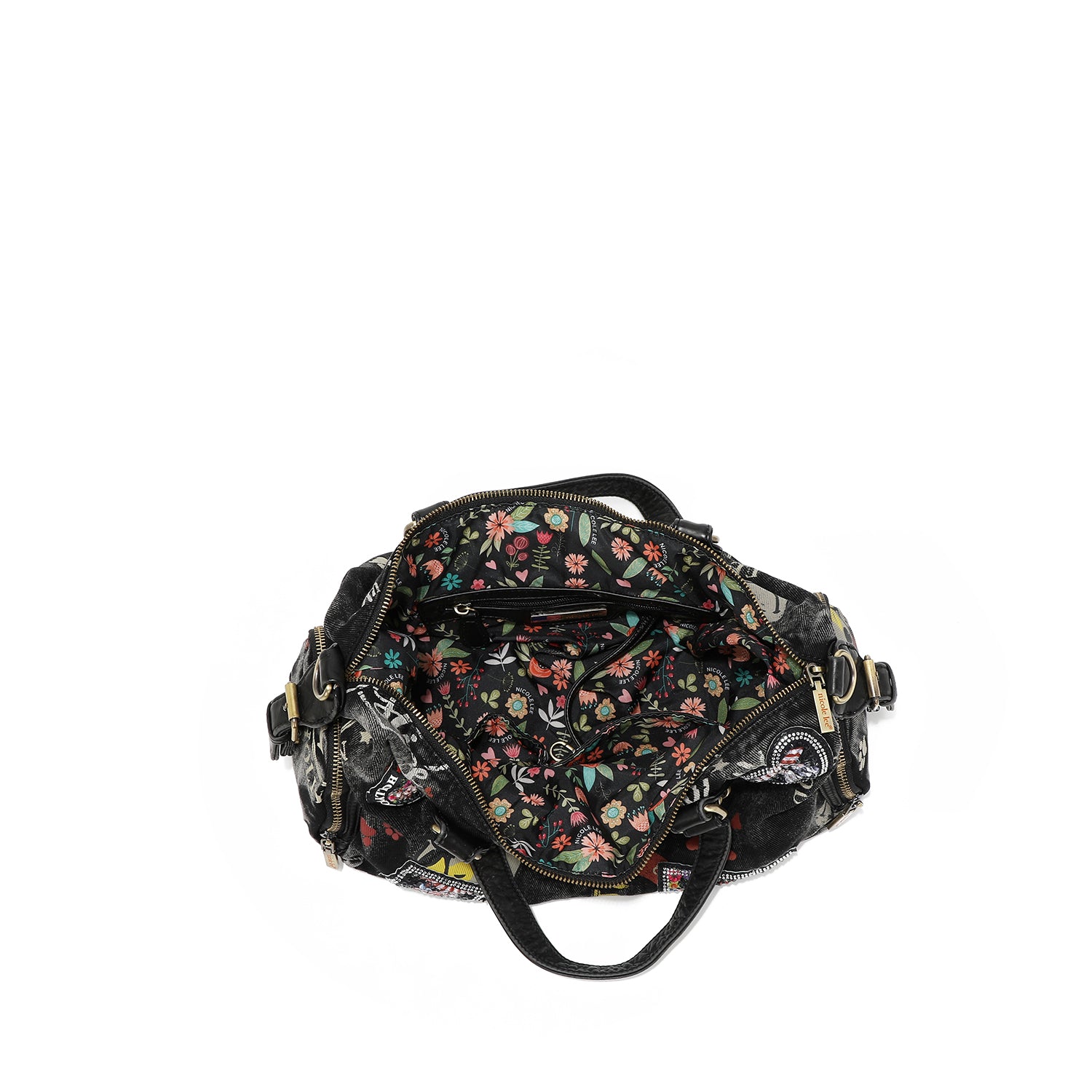 SAC À MAIN EN TISSU DENIM MARRON MOYEN