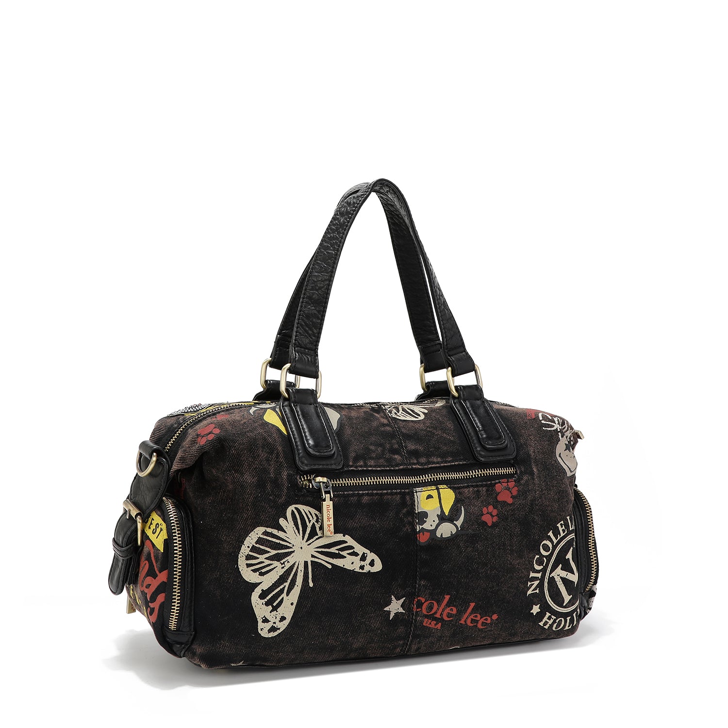 SAC À MAIN EN TISSU DENIM MARRON MOYEN