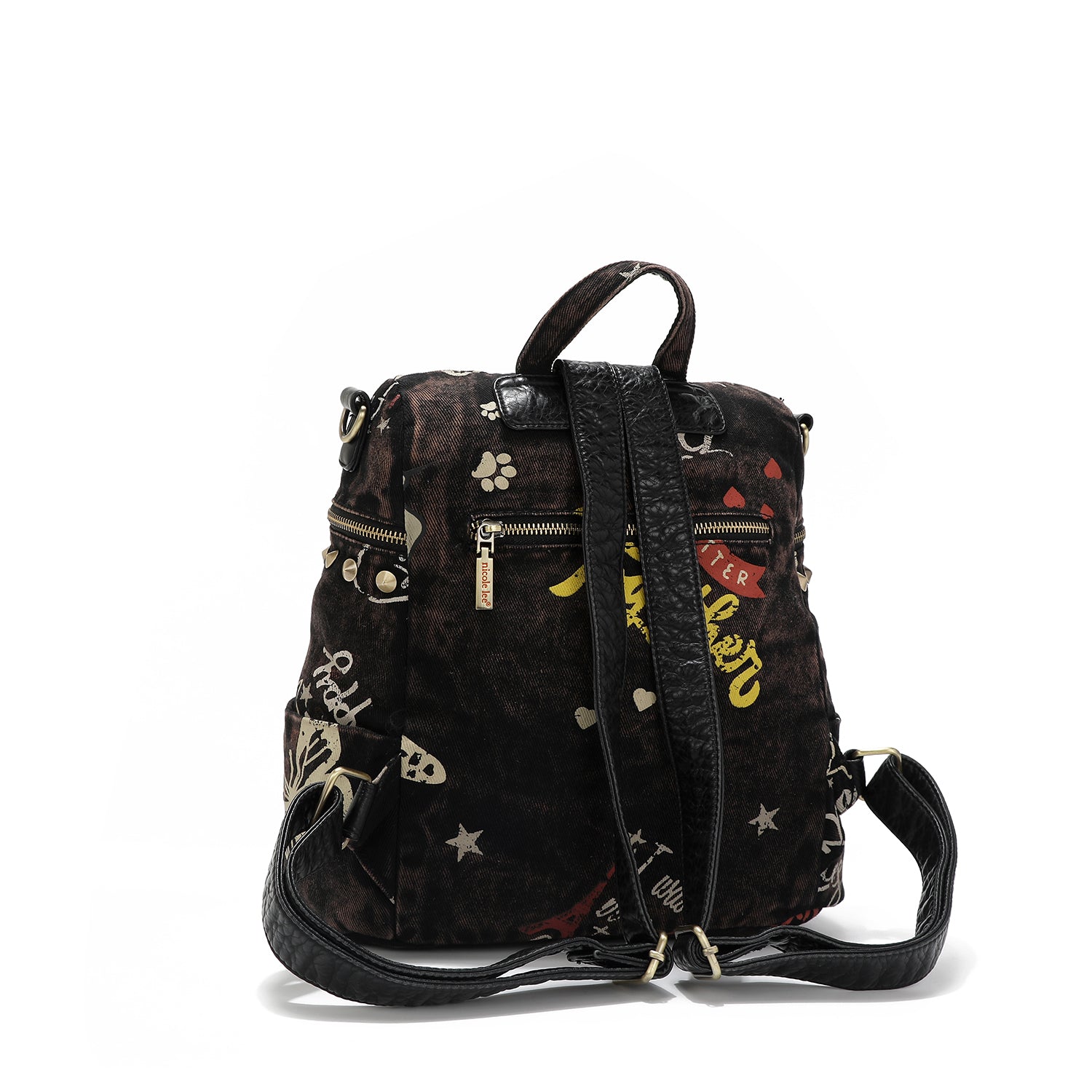 BROWN DENIM FABRIC BACKPACK / SHOULDER BAG