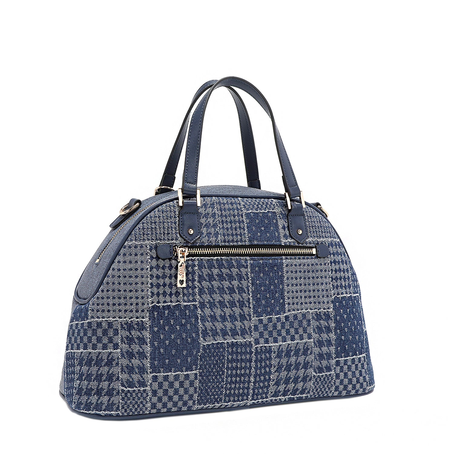SACO SATCHEL DOME COM PATCH FLORAL (AZUL)