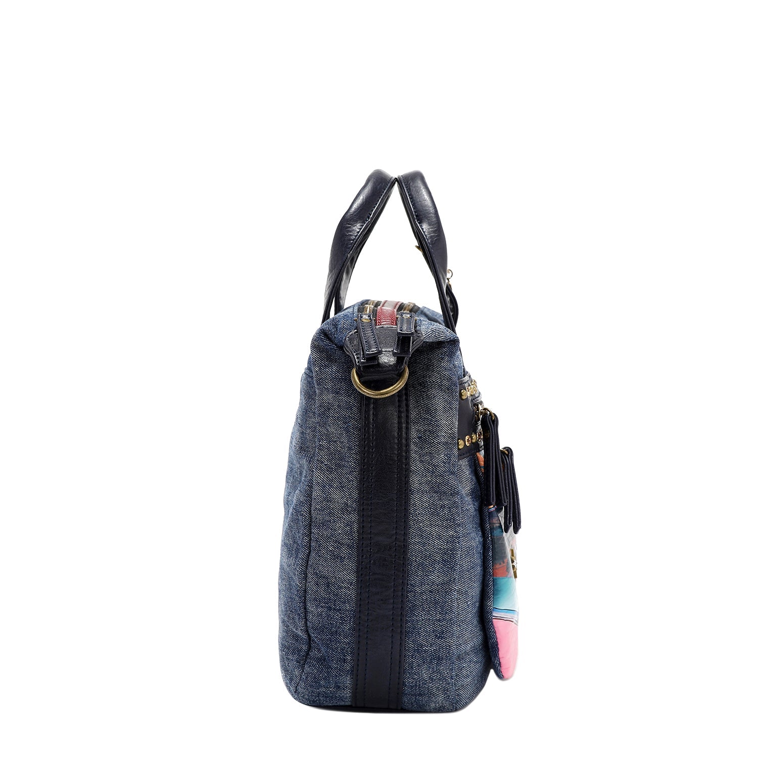 WASHED DENIM BAG WITH STUDS (<tc><tc>Hollywood Drive</tc></tc>)