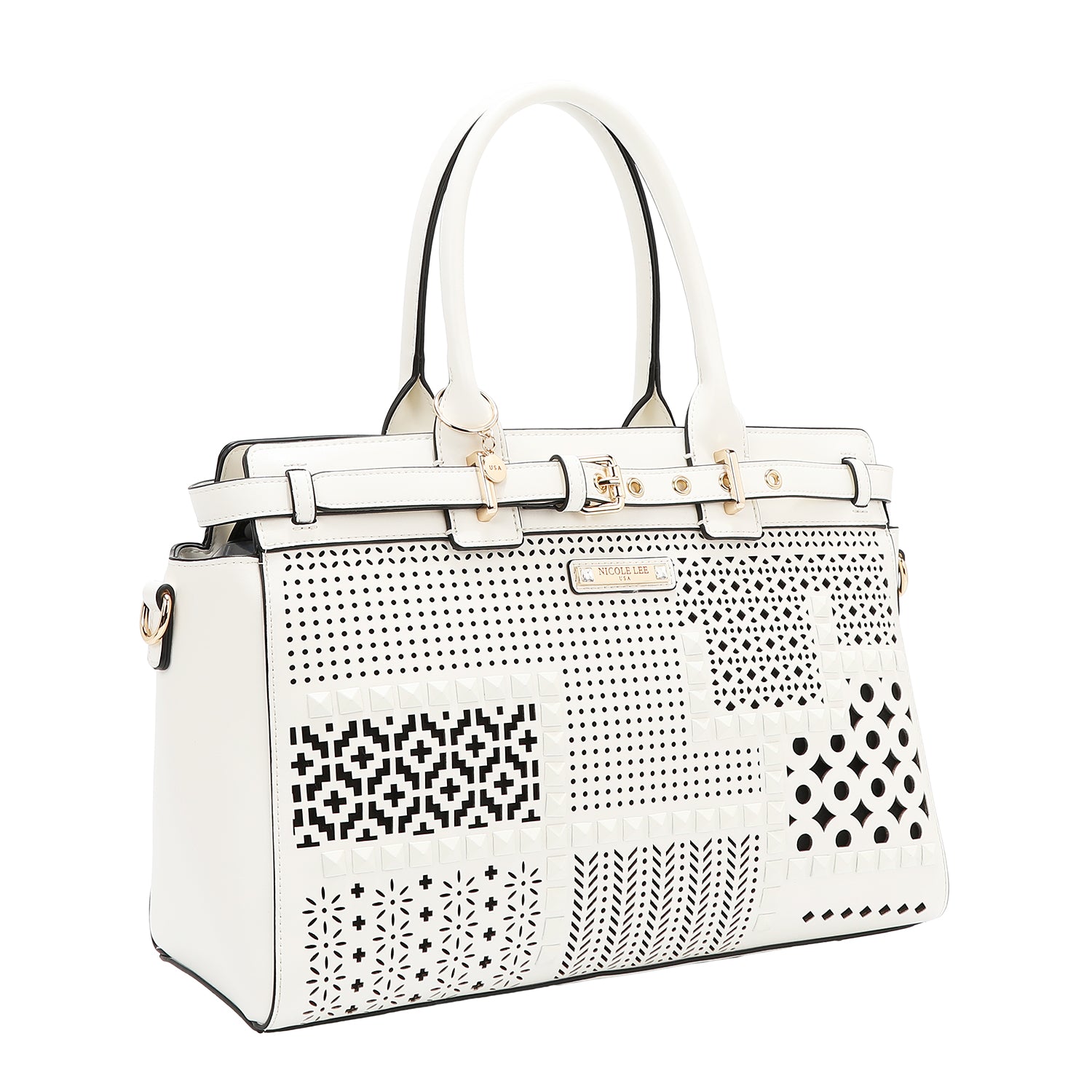 Sac à sacrel avec coupes géométriques (blanc)