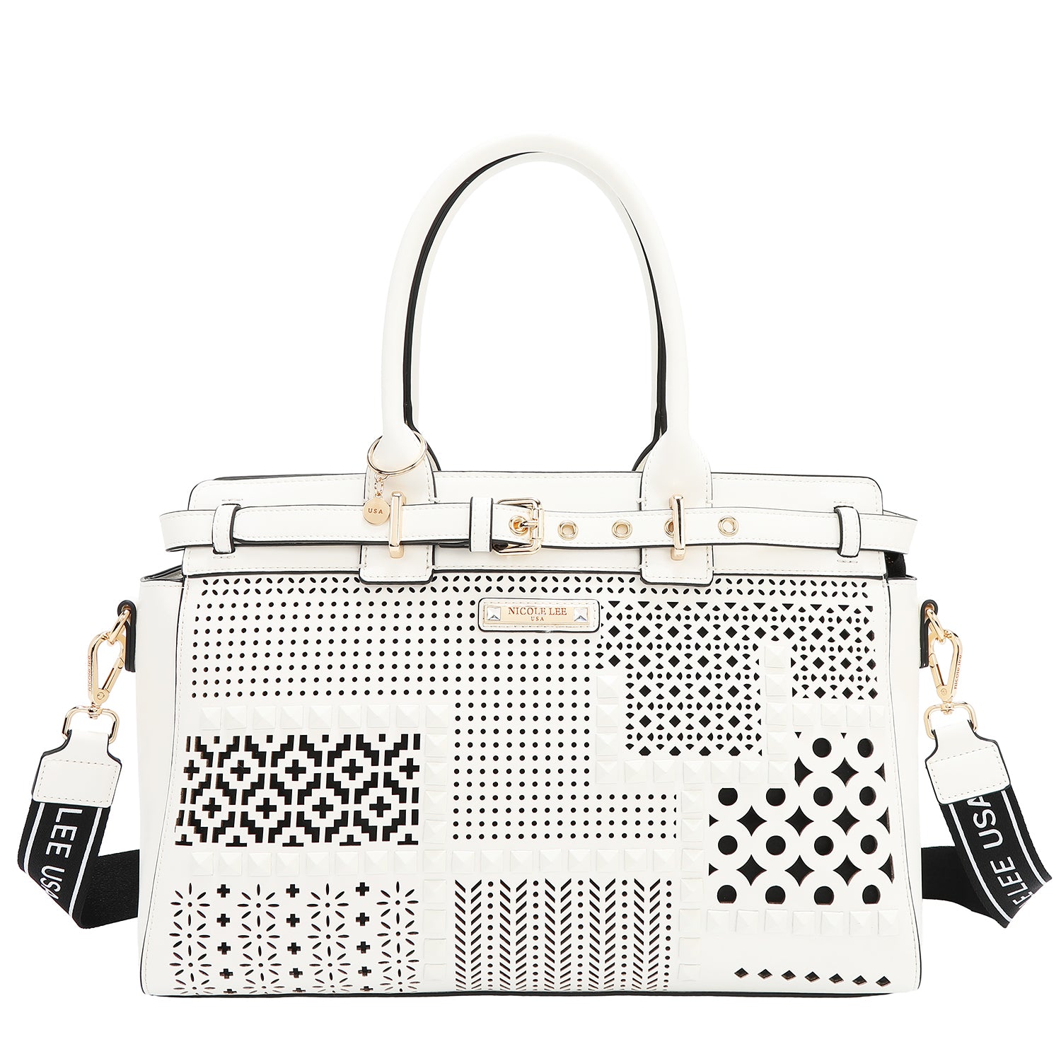 Sac à sacrel avec coupes géométriques (blanc)