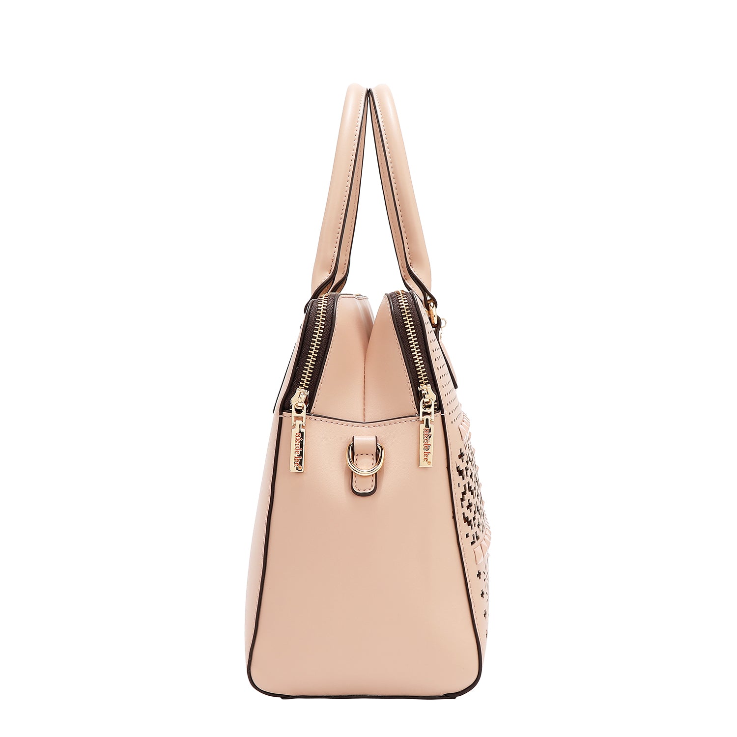 Hand bag with geometric cuts (pink)