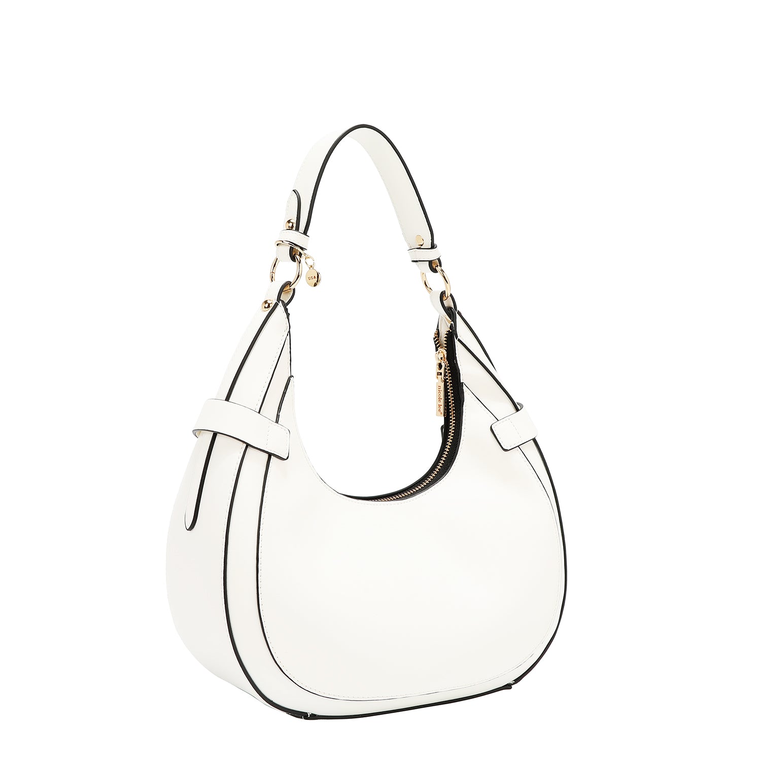 Shoulder bag with geometric cut (white)