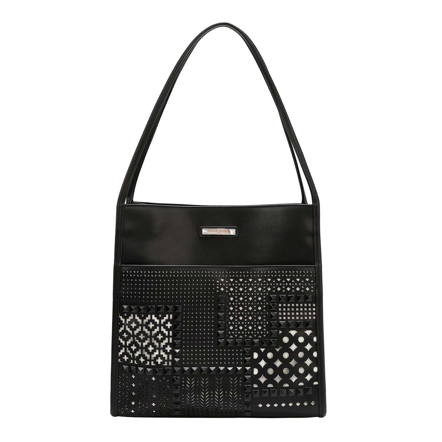 BOLSA DE DOS PIEZAS CON RECORTE GEOMÉTRICO (NEGRO)