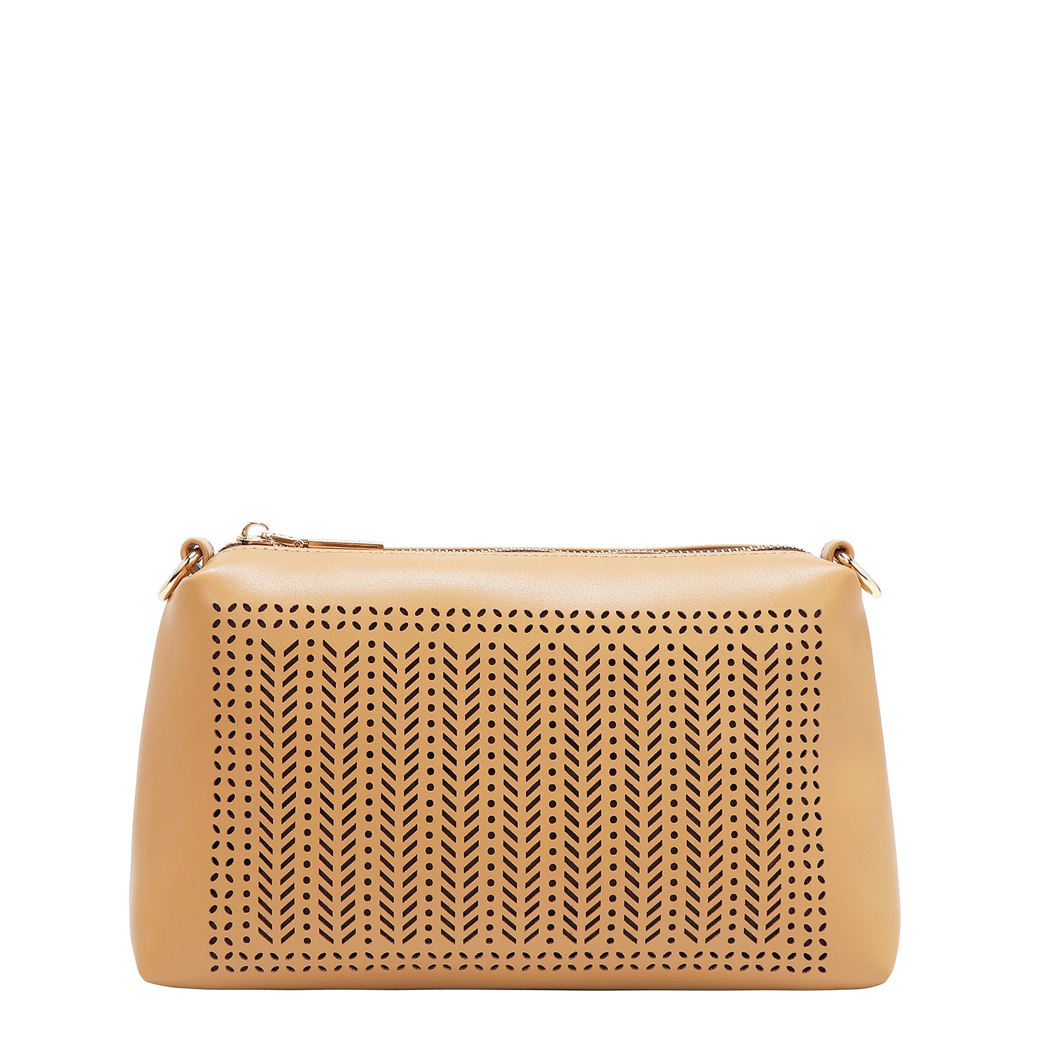 BOLSA DE DOS PIEZAS CON RECORTE GEOMÉTRICO (ARENA)