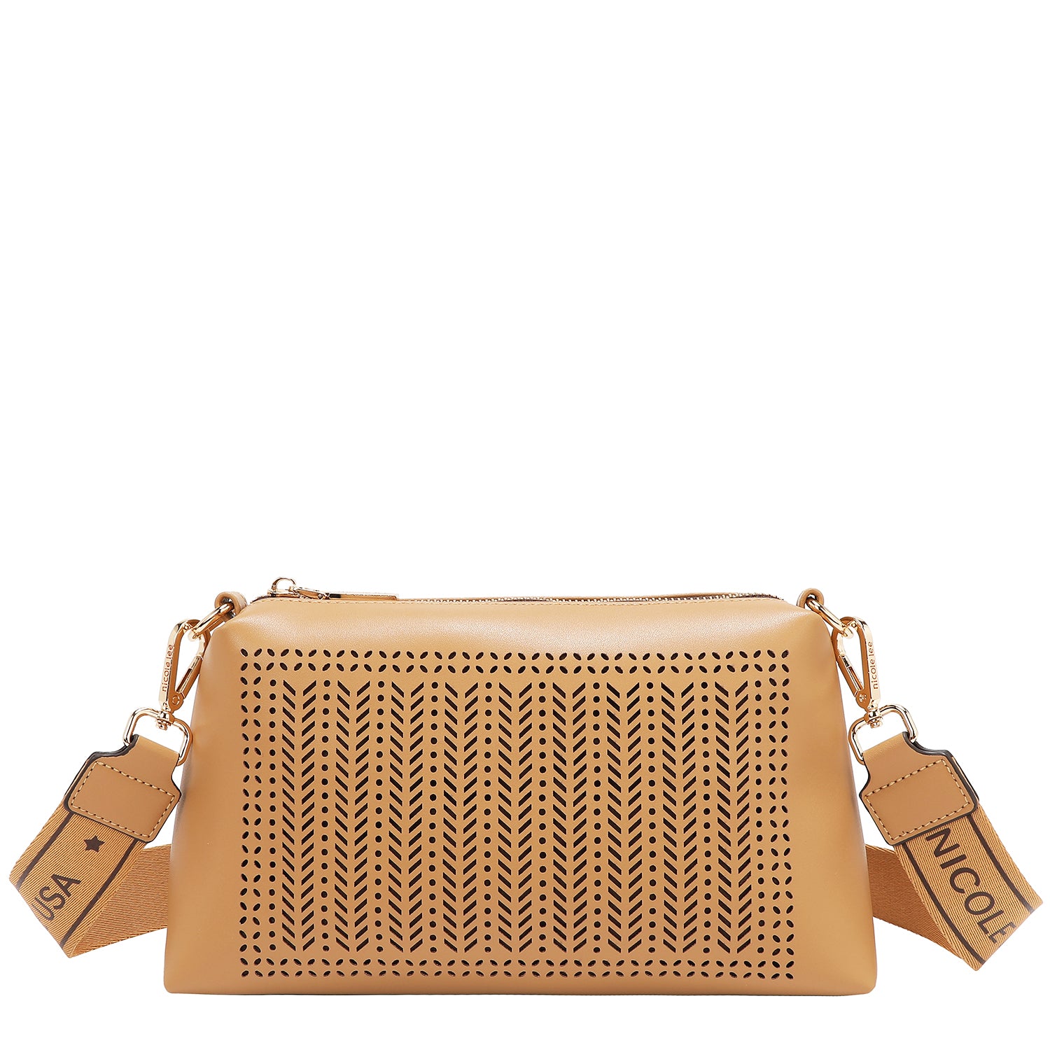 BOLSA DE DOS PIEZAS CON RECORTE GEOMÉTRICO (ARENA)