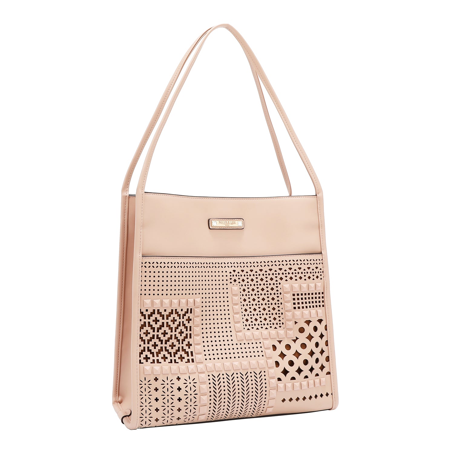 BOLSA DE DOS PIEZAS CON RECORTE GEOMÉTRICO (ROSA)