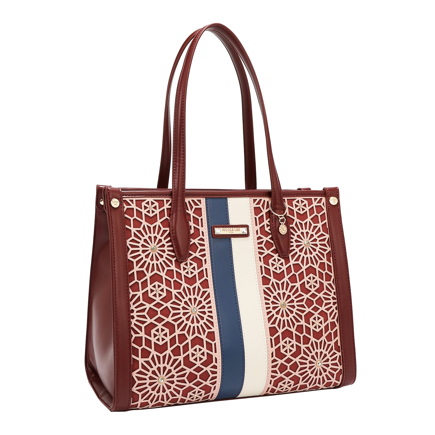 BORSA TOTE GEOMETRICA TAGLIATA AL LASER (VINO)