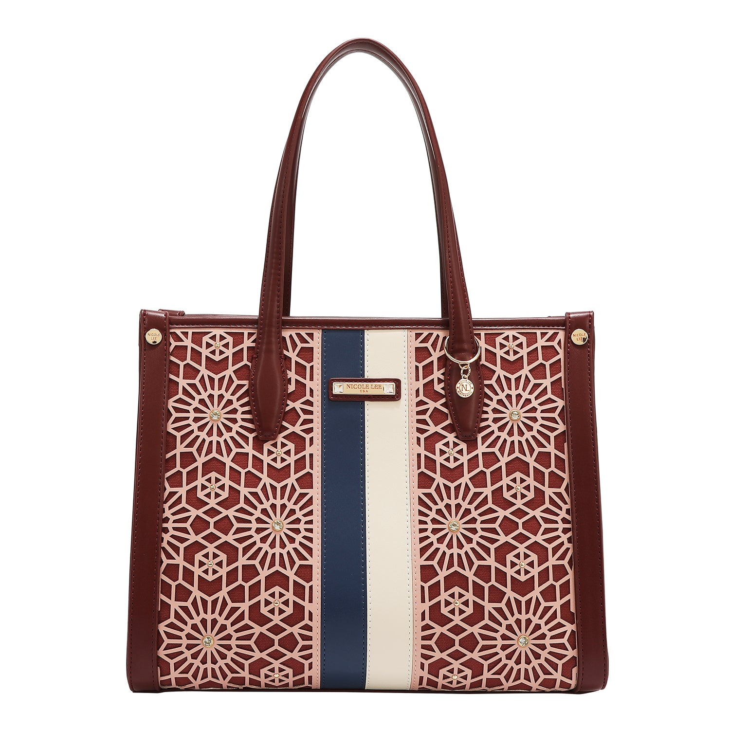 BOLSO DE TOTE GEOMÉTRICO CORTADO CON LÁSER (VINO)